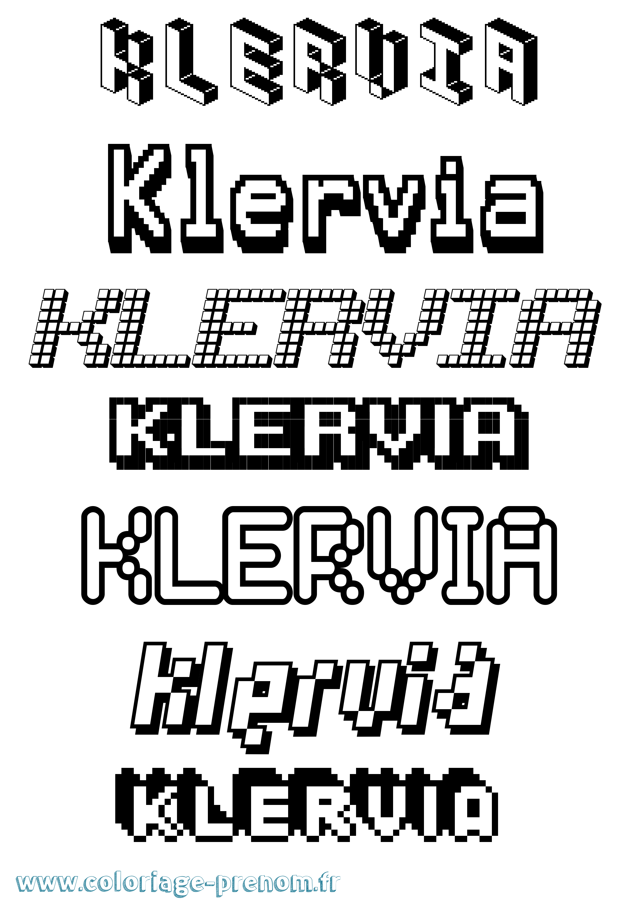 Coloriage prénom Klervia Pixel