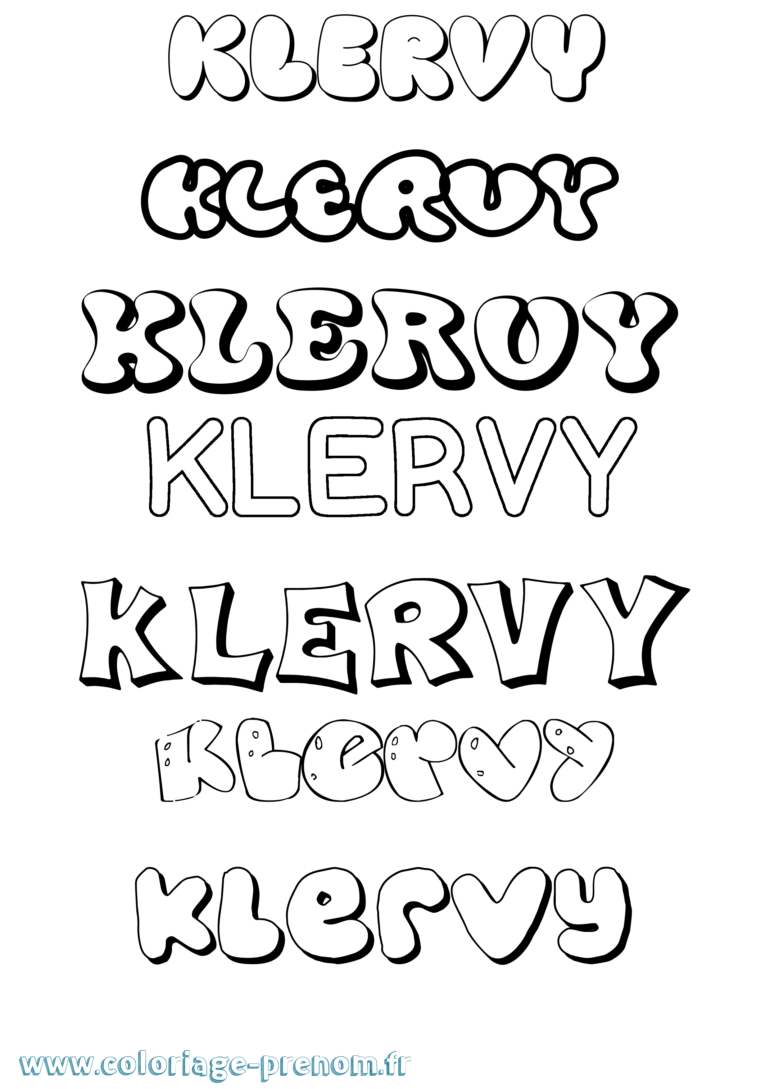Coloriage prénom Klervy Bubble