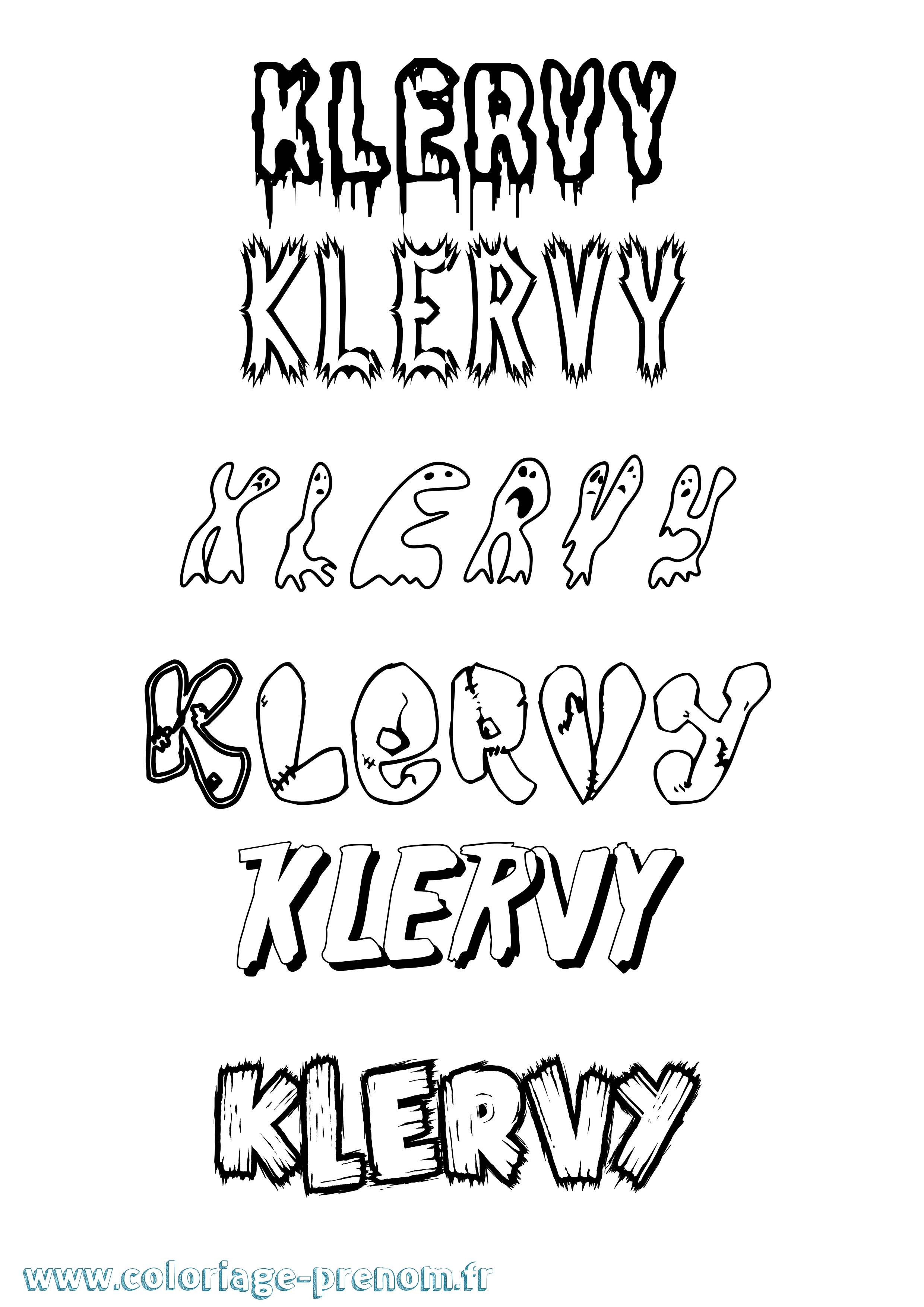 Coloriage prénom Klervy Frisson