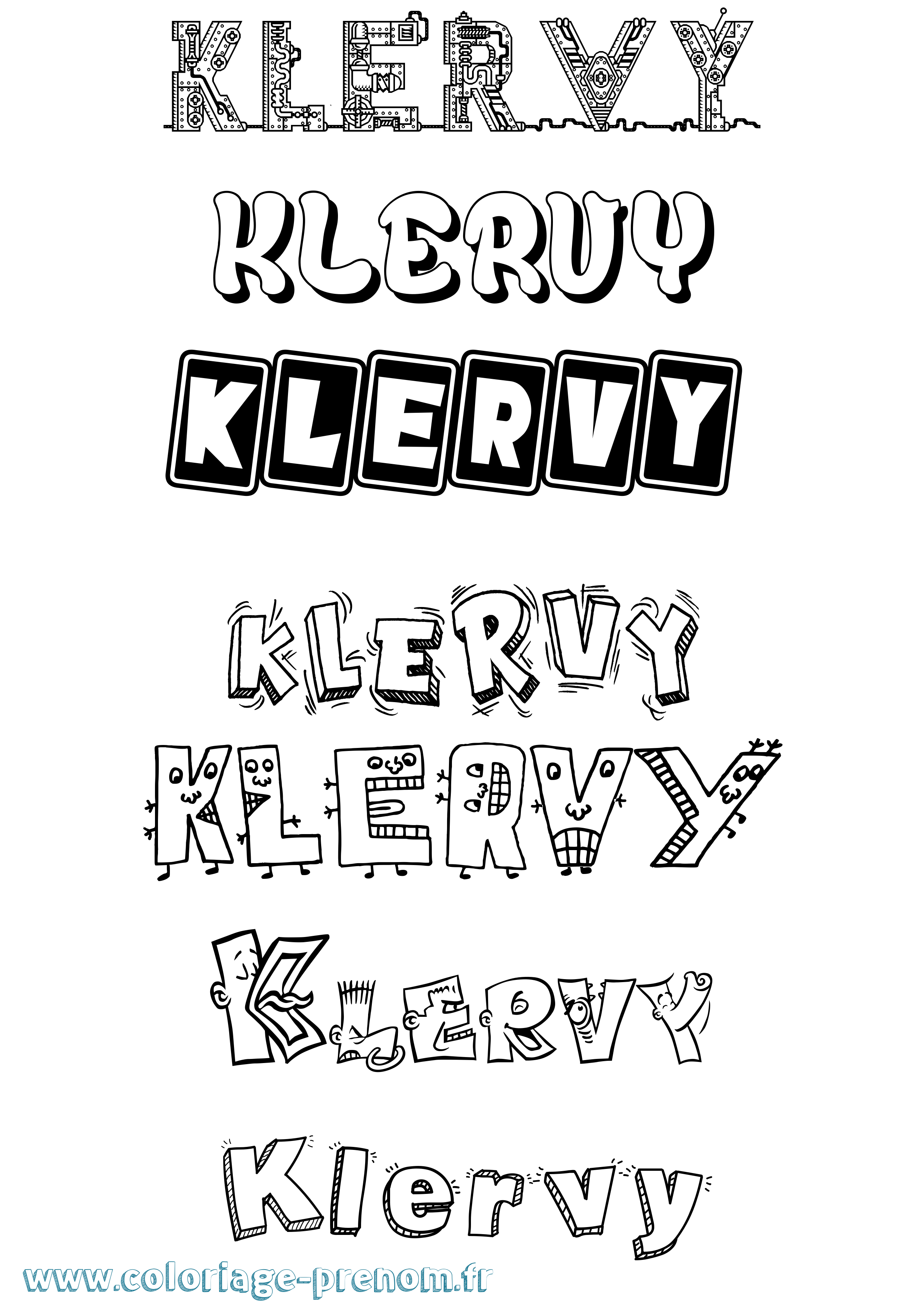 Coloriage Klervy Fun Coloriage prénom Klervy Fun