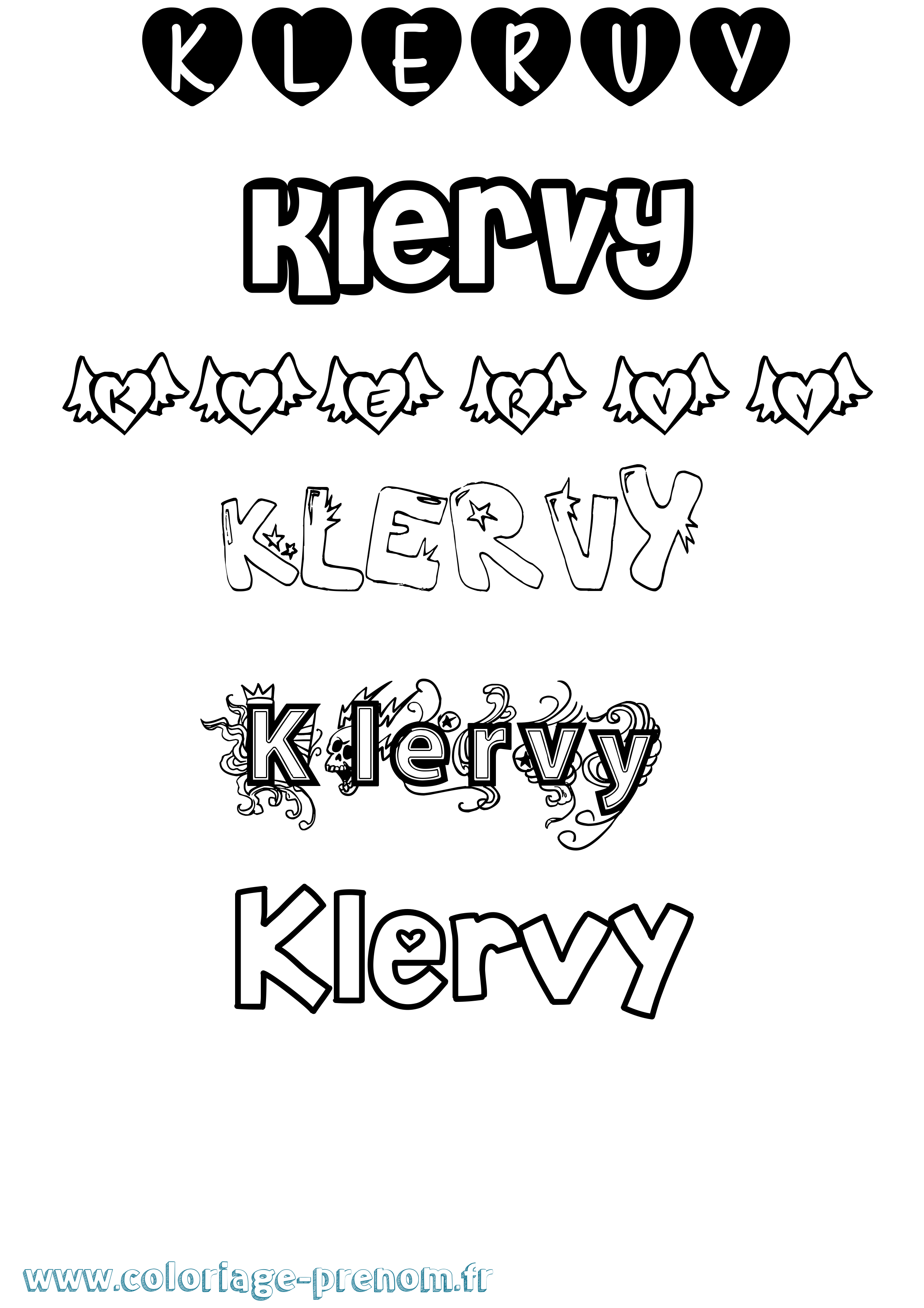 Coloriage Klervy Girly Coloriage prénom Klervy Girly