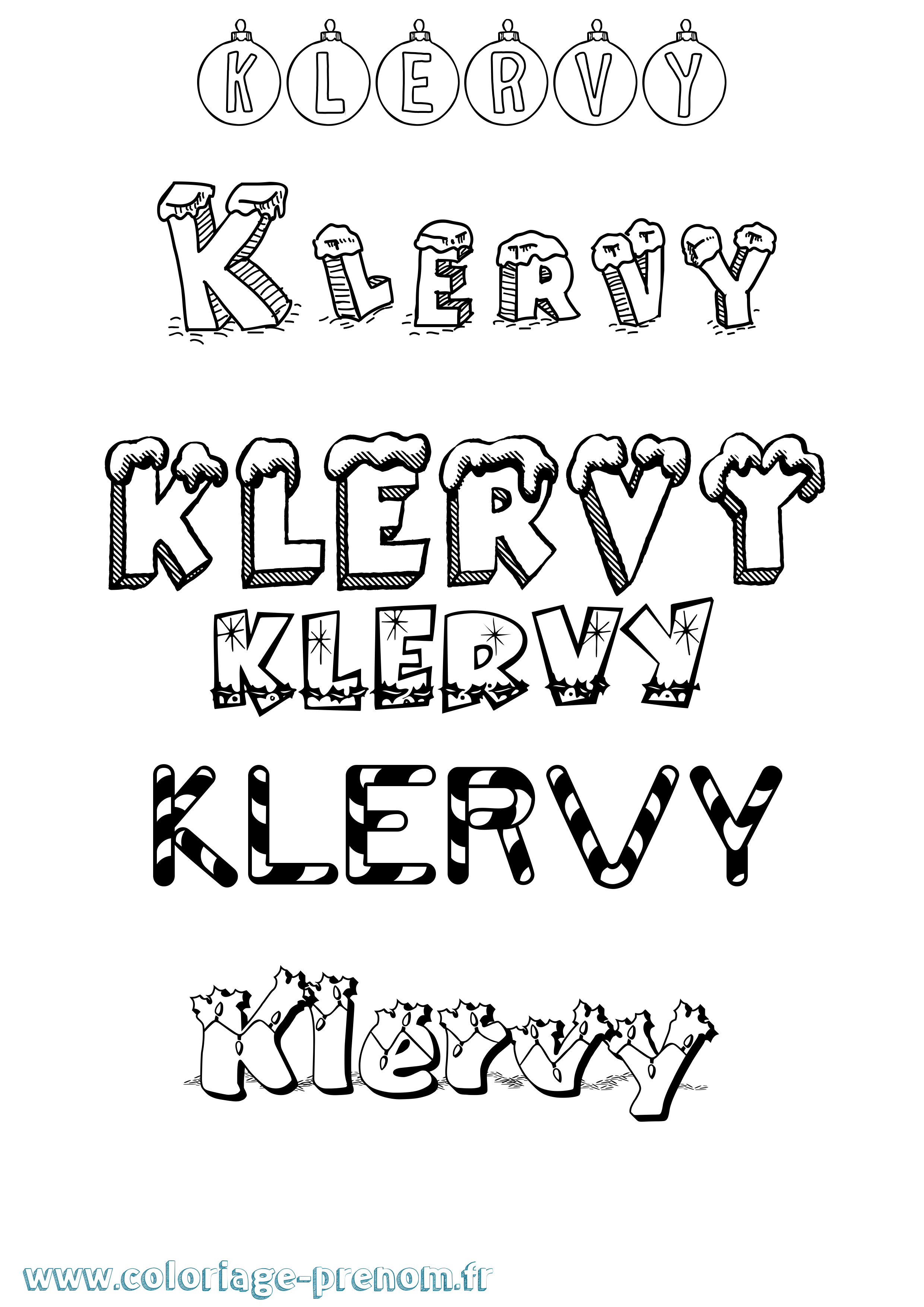 Coloriage Klervy Noël Coloriage prénom Klervy Noël