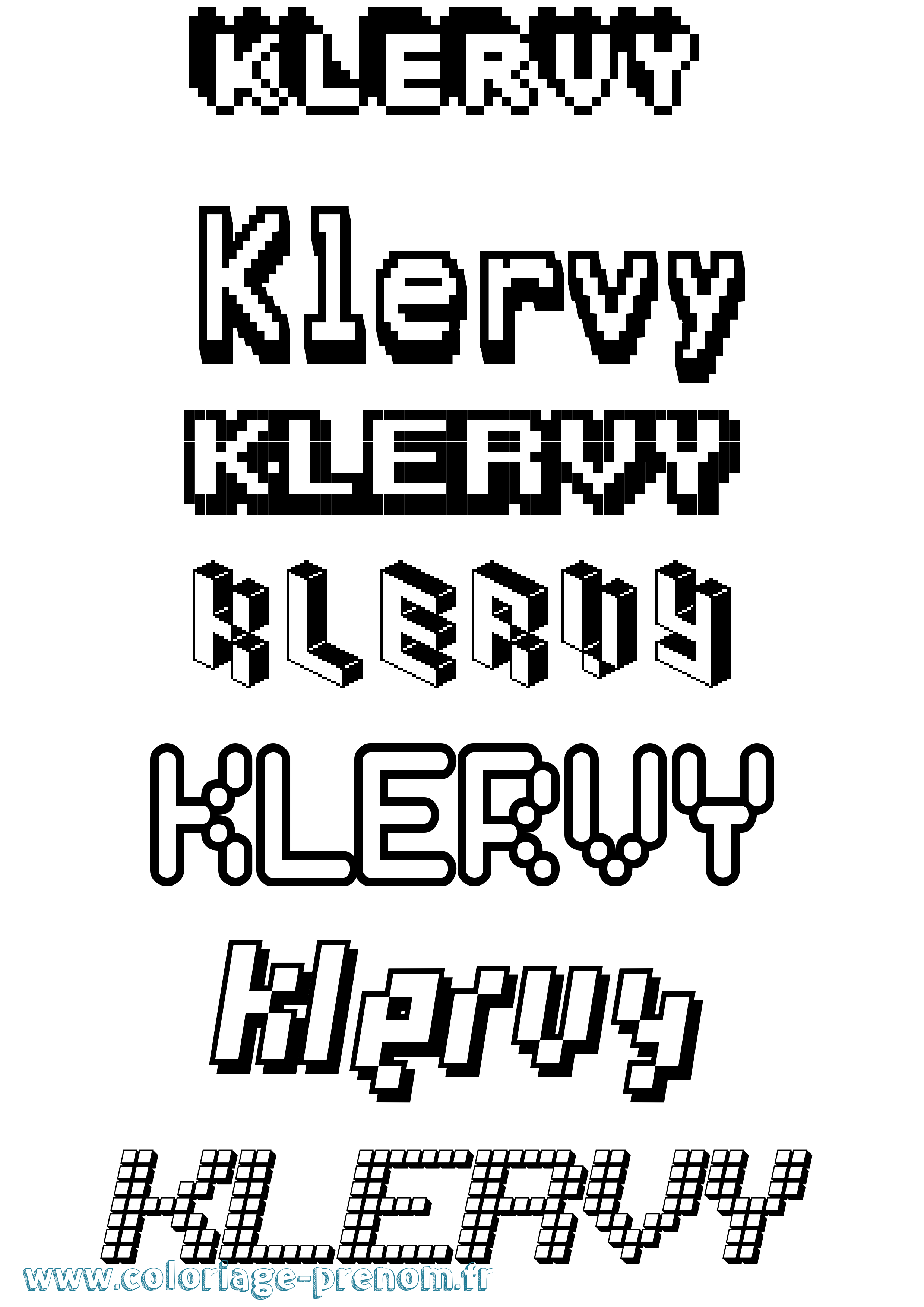 Coloriage prénom Klervy Pixel