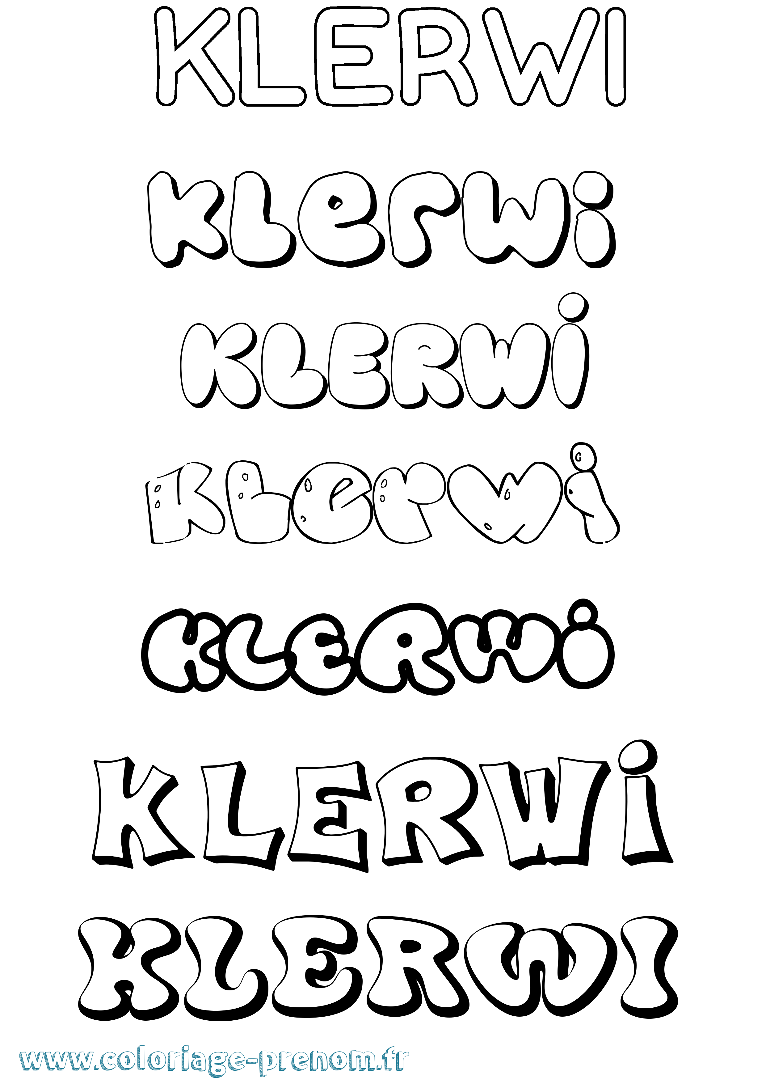 Coloriage Klerwi Bubble Coloriage prénom Klerwi Bubble