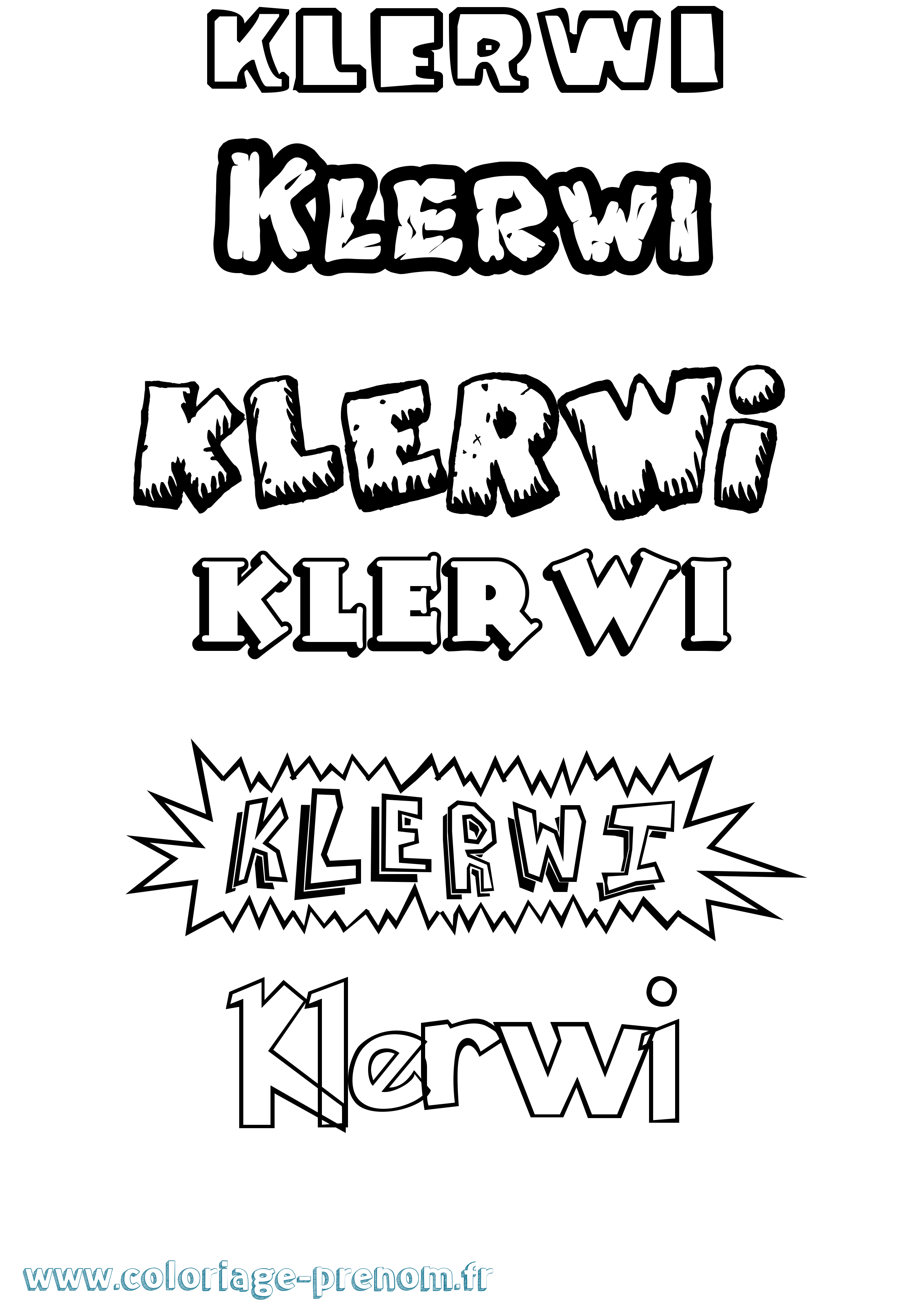 Coloriage Klerwi Dessin Animé Coloriage prénom Klerwi Dessin Animé