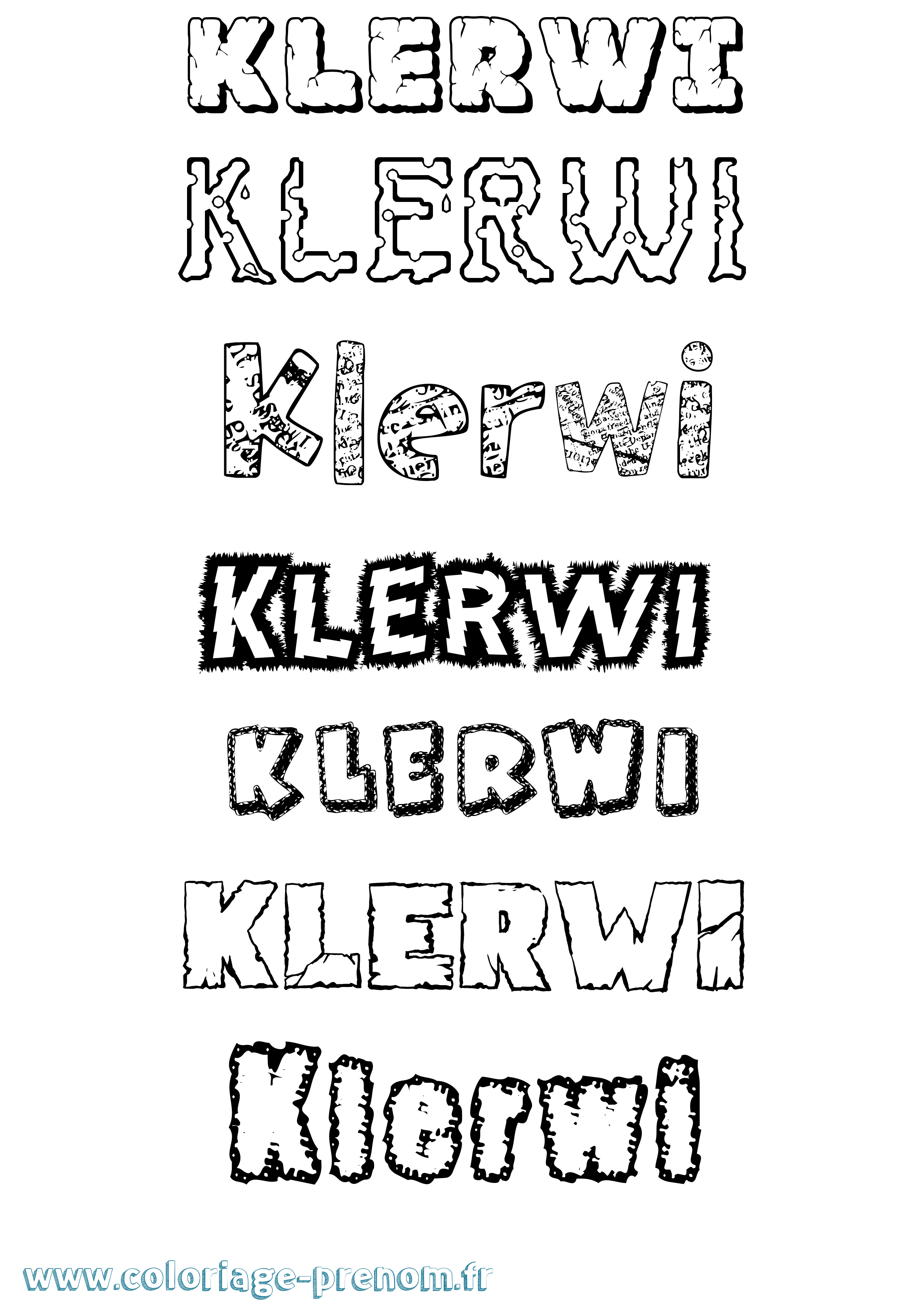 Coloriage Klerwi Destructuré Coloriage prénom Klerwi Destructuré