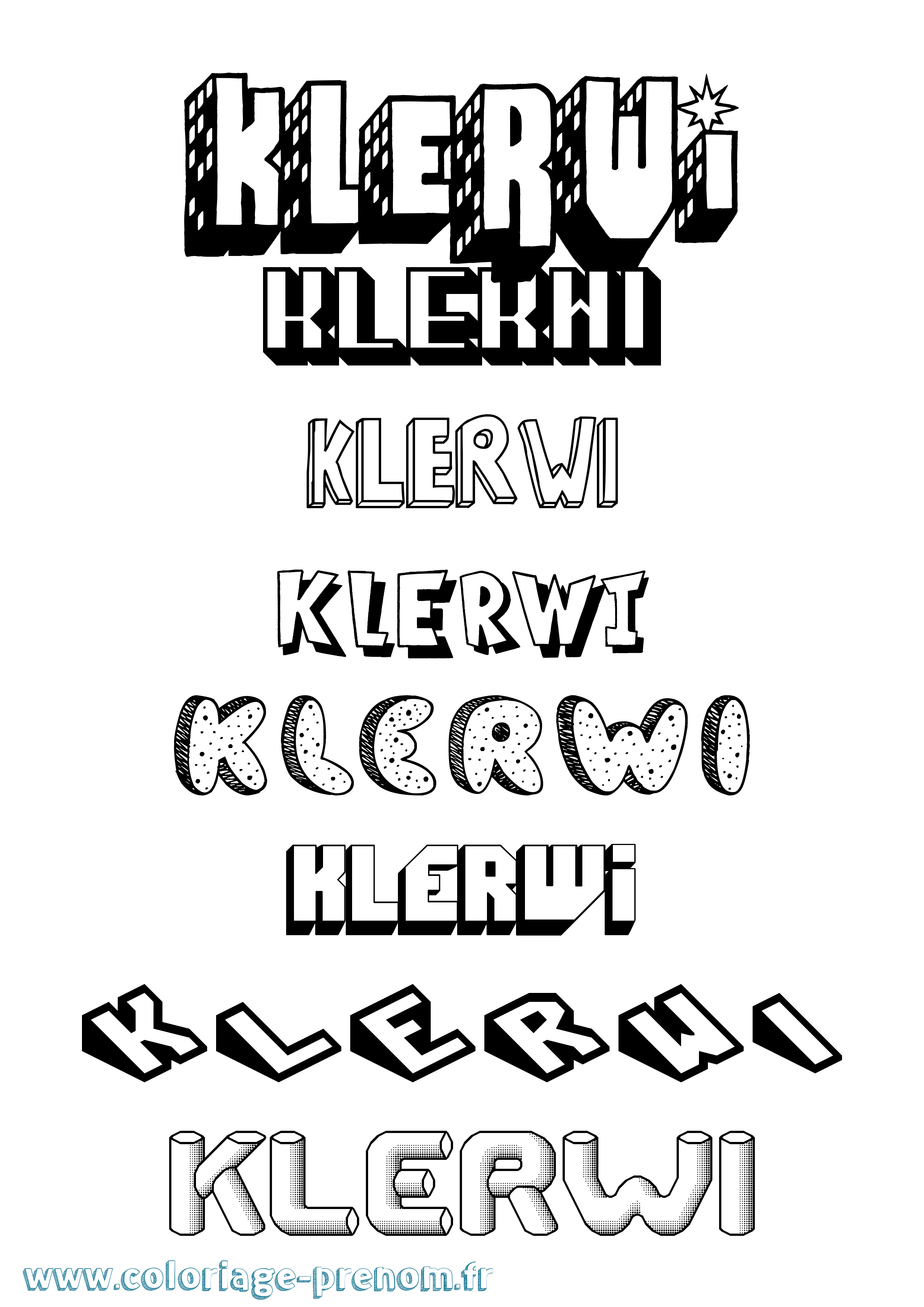 Coloriage Klerwi Effet 3D Coloriage prénom Klerwi Effet 3D