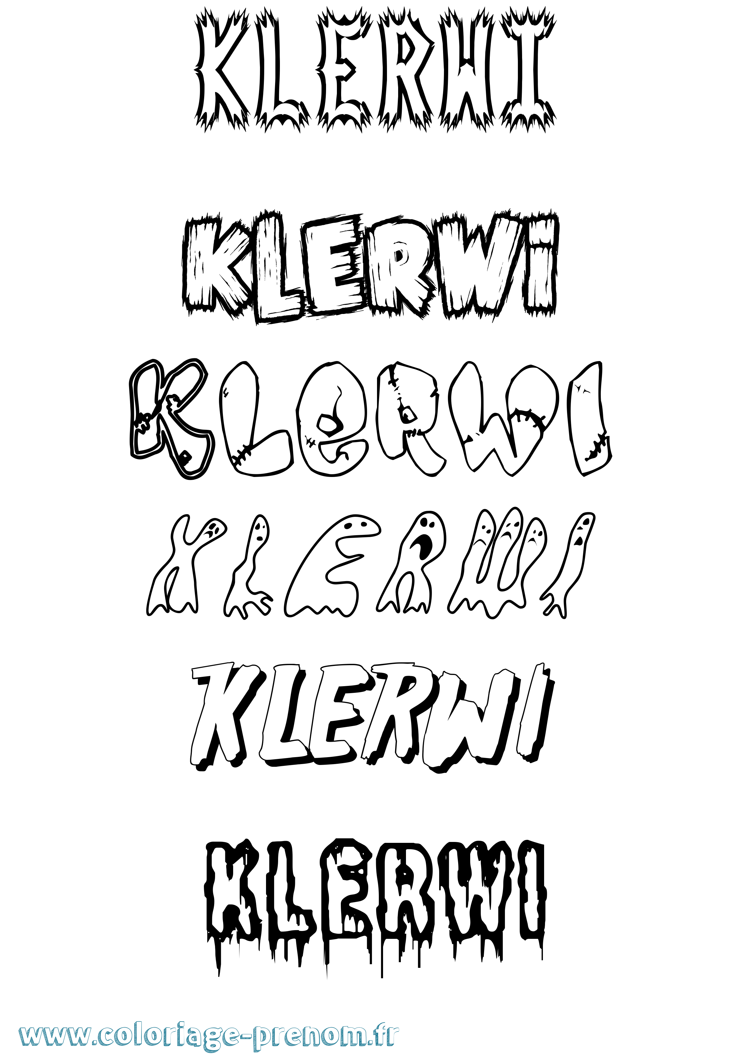 Coloriage Klerwi Frisson Coloriage prénom Klerwi Frisson