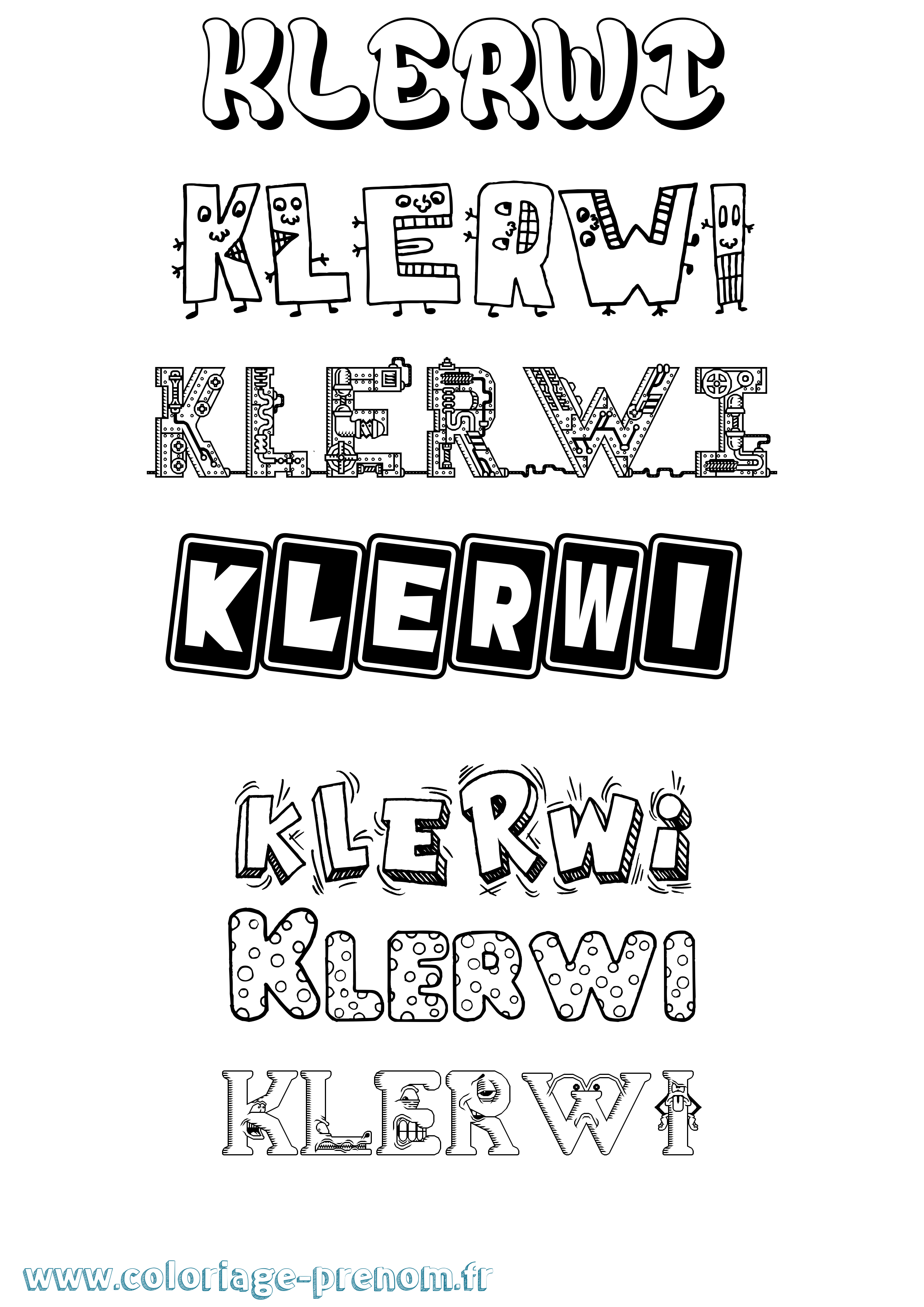 Coloriage Klerwi Fun Coloriage prénom Klerwi Fun