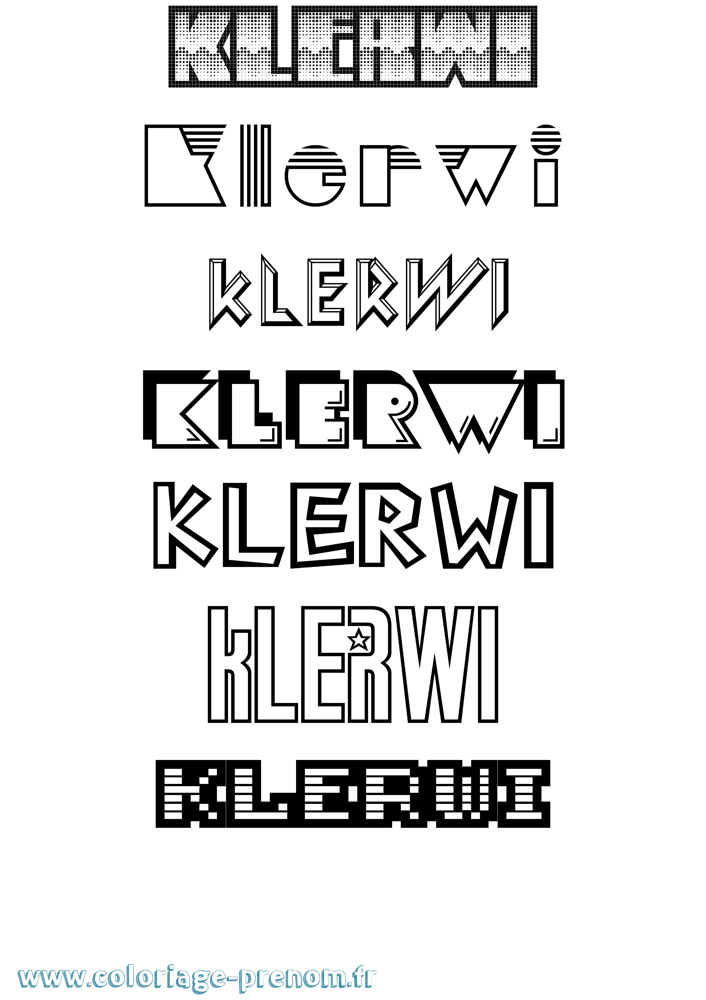 Coloriage Klerwi Jeux Vidéos Coloriage prénom Klerwi Jeux Vidéos