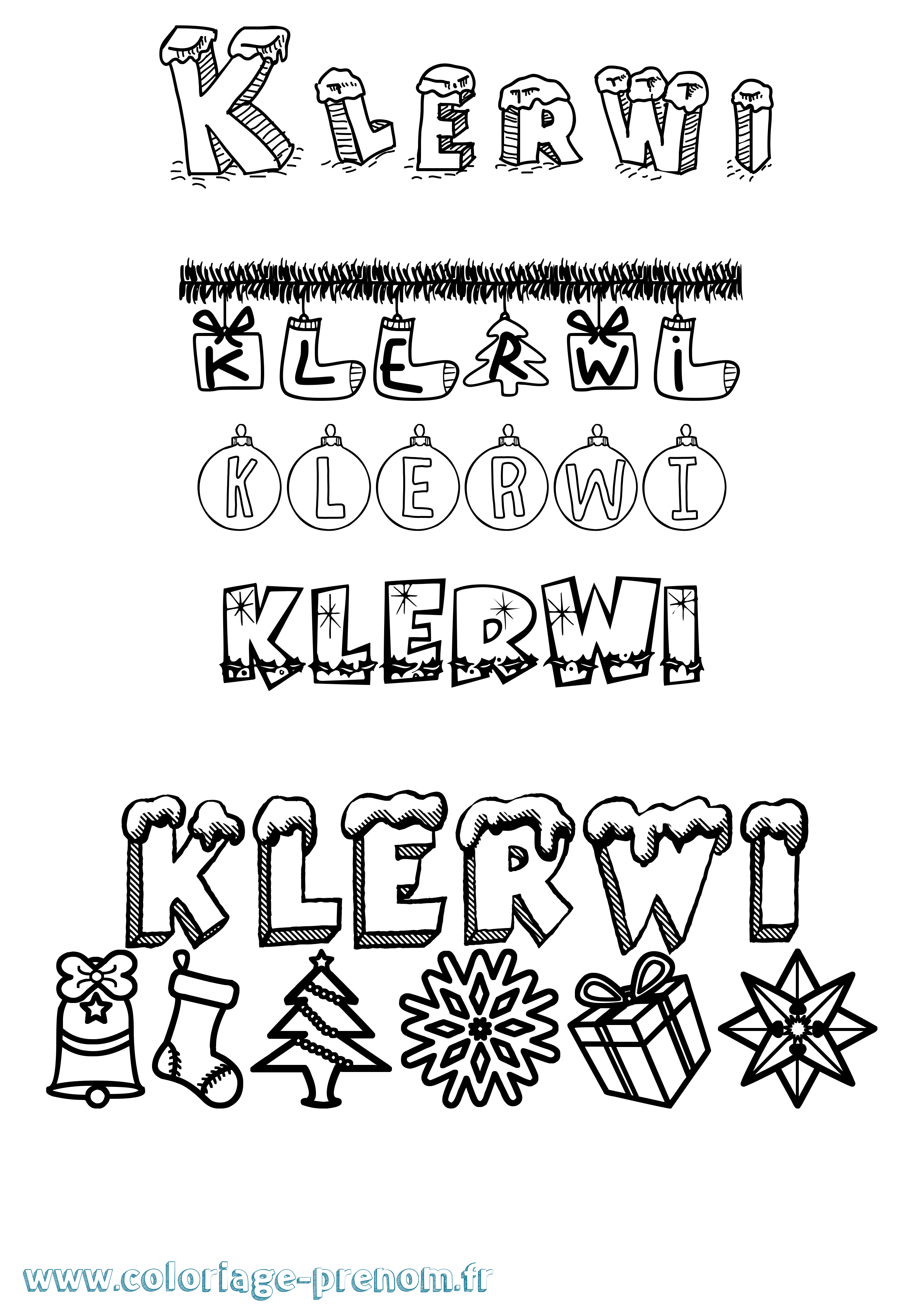 Coloriage Klerwi Noël Coloriage prénom Klerwi Noël