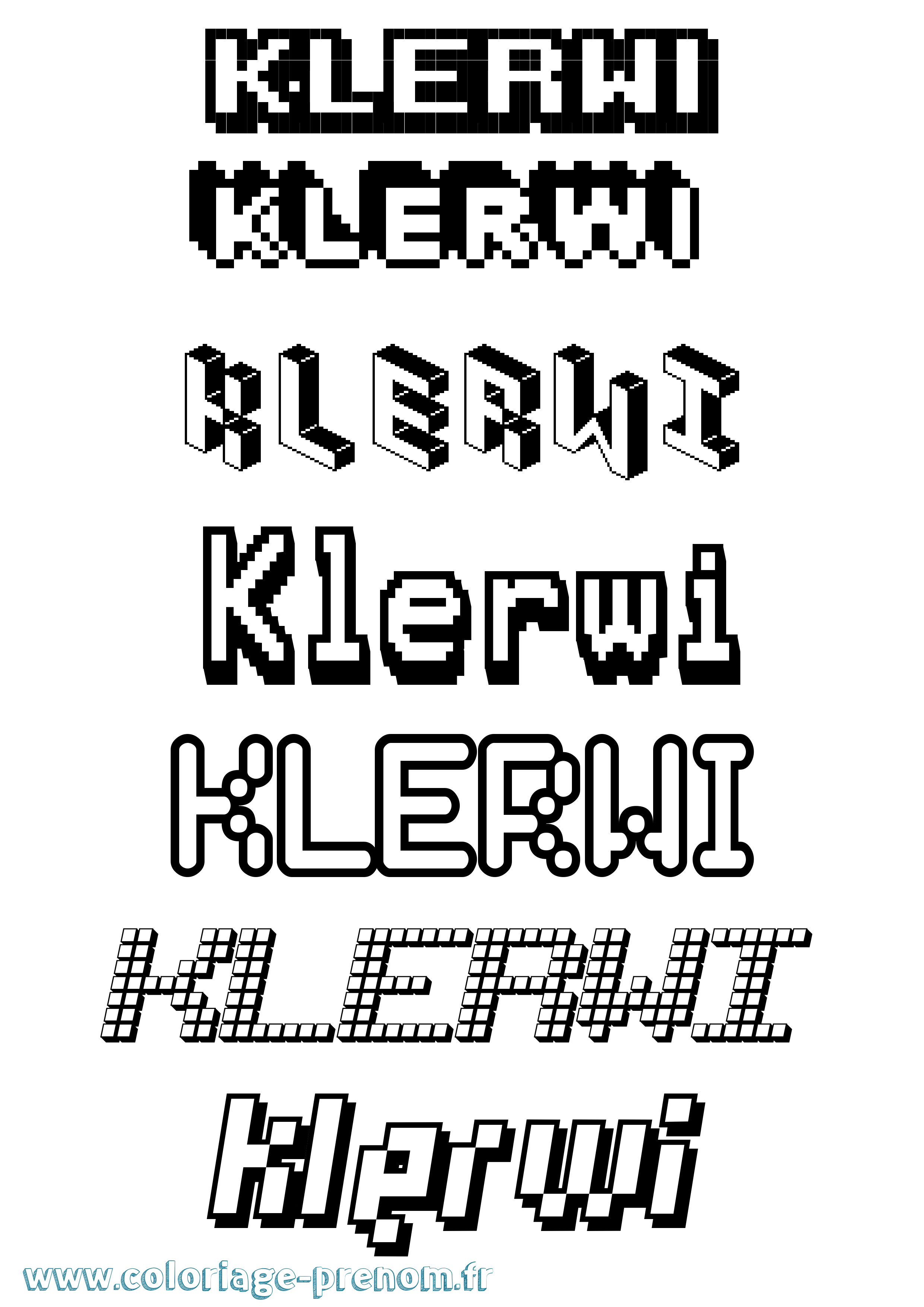 Coloriage Klerwi Pixel Coloriage prénom Klerwi Pixel