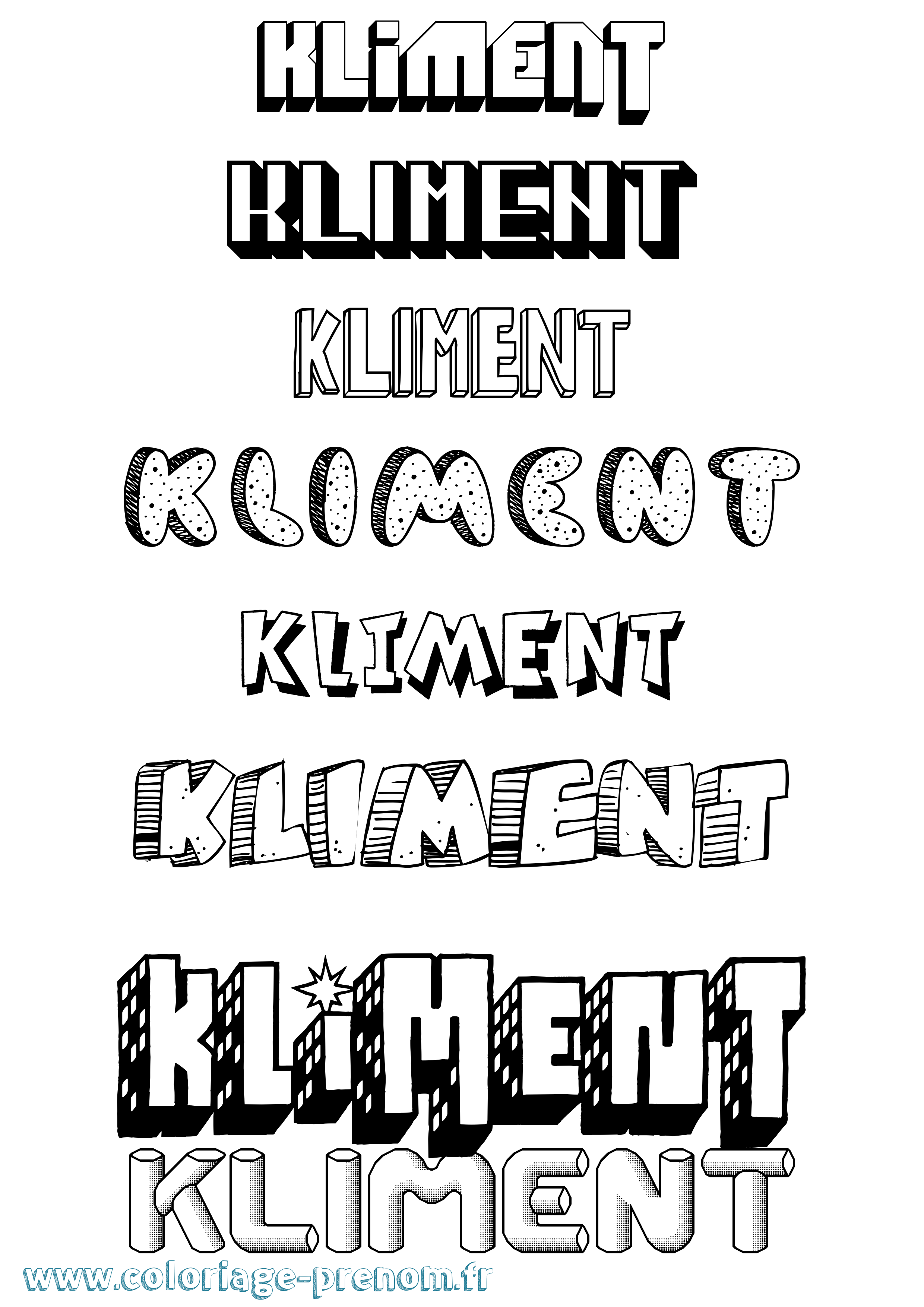 Coloriage Kliment Effet 3D Coloriage prénom Kliment Effet 3D