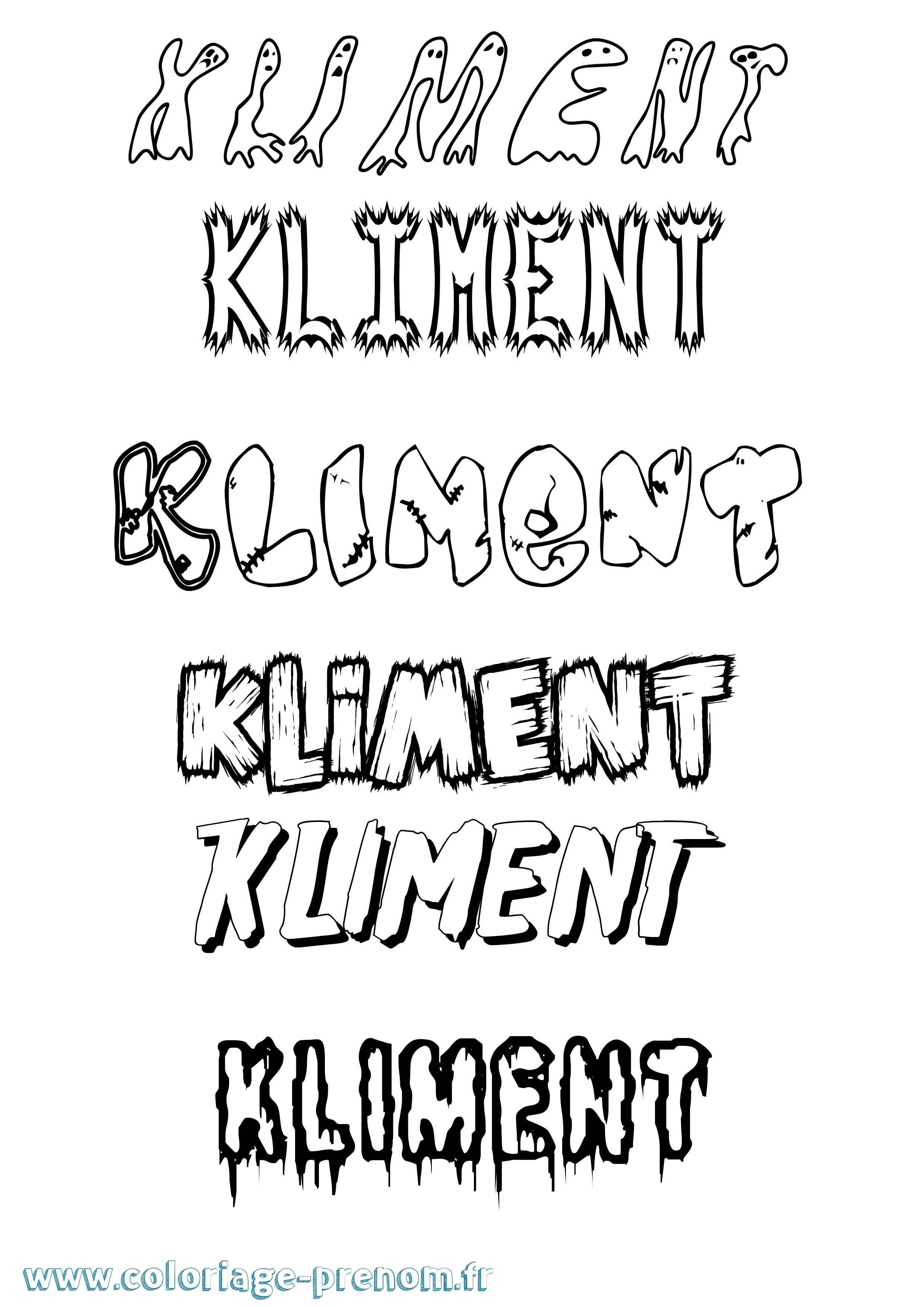 Coloriage Kliment Frisson Coloriage prénom Kliment Frisson