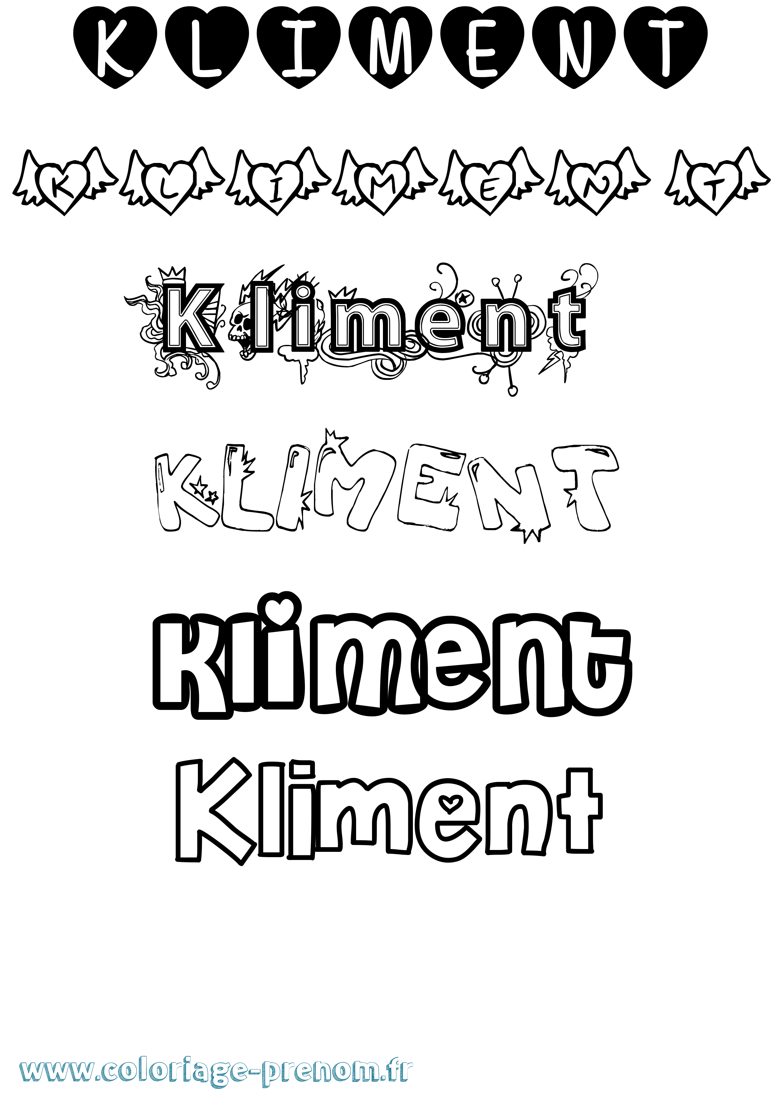 Coloriage Kliment Girly Coloriage prénom Kliment Girly