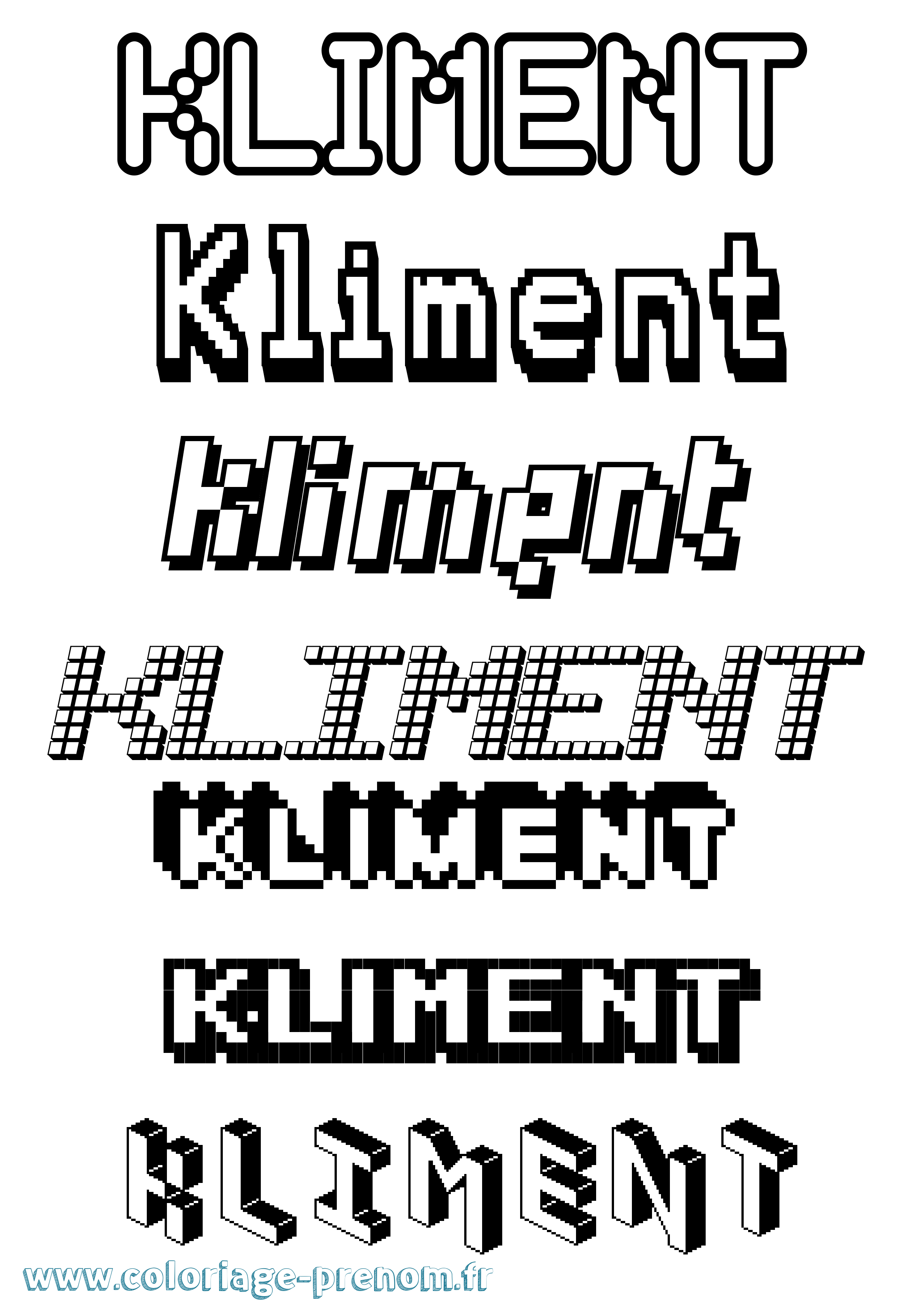 Coloriage Kliment Pixel Coloriage prénom Kliment Pixel