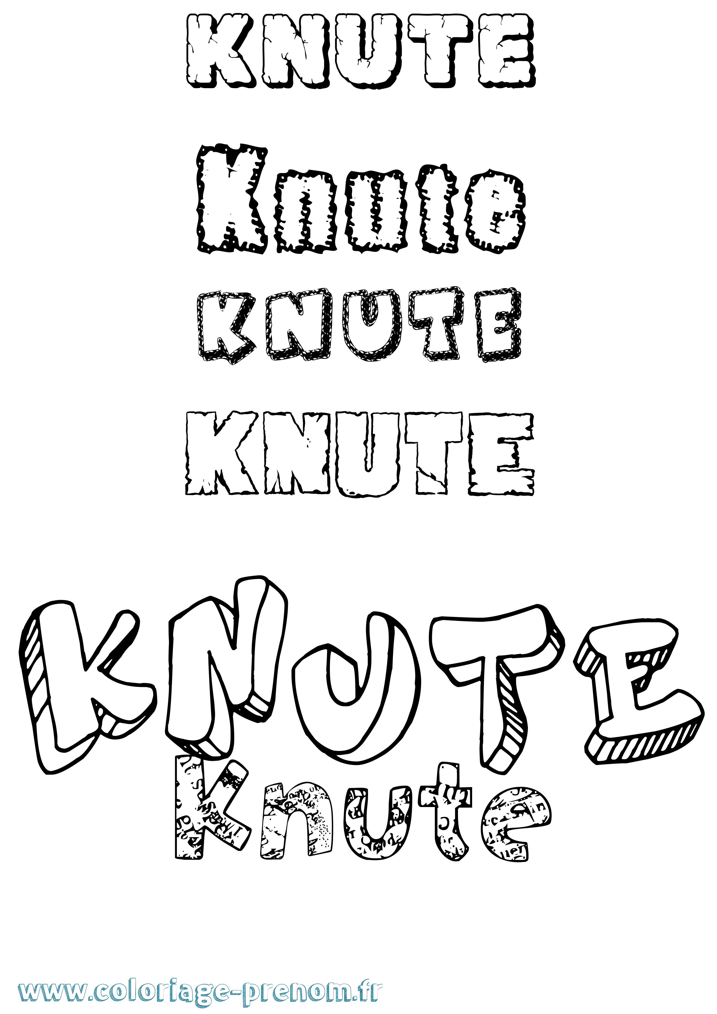 Coloriage prénom Knute Destructuré