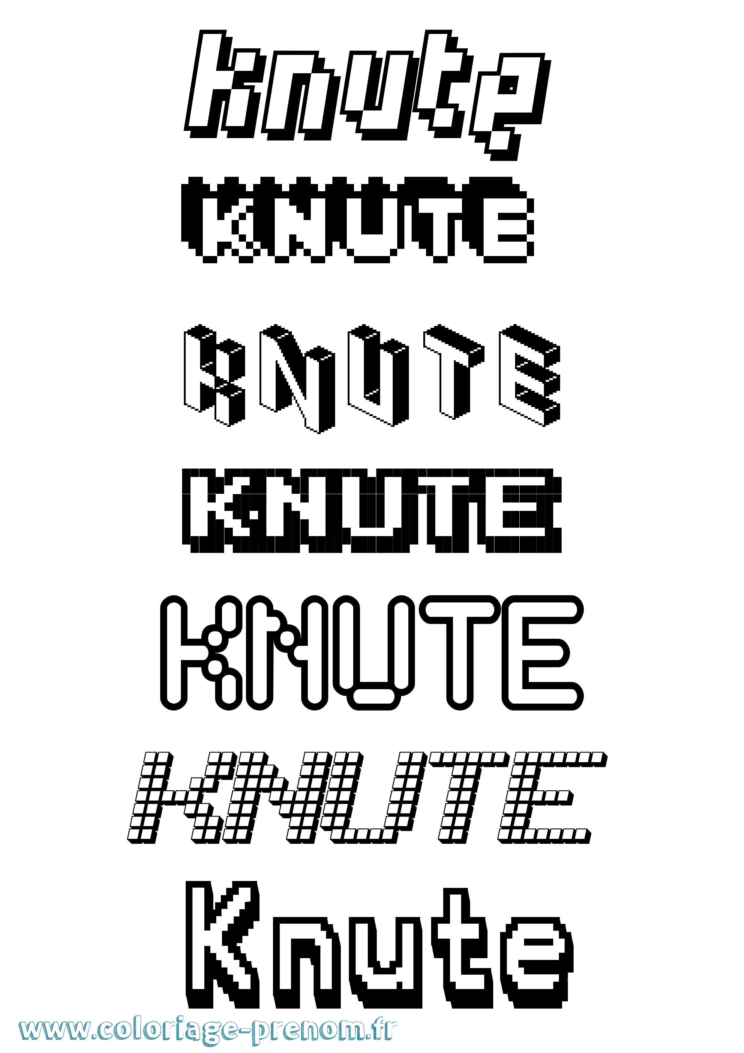 Coloriage prénom Knute Pixel
