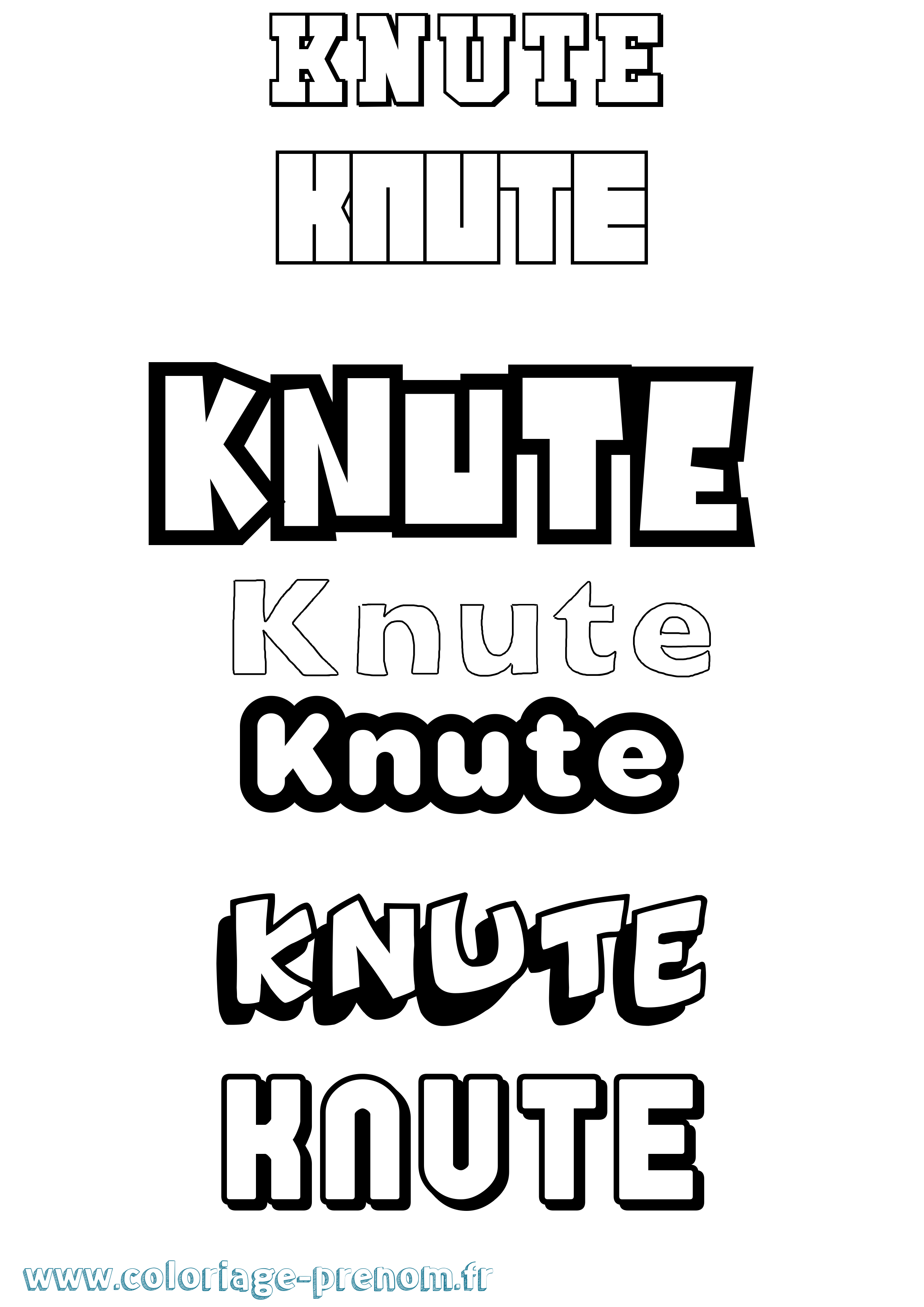 Coloriage prénom Knute Simple