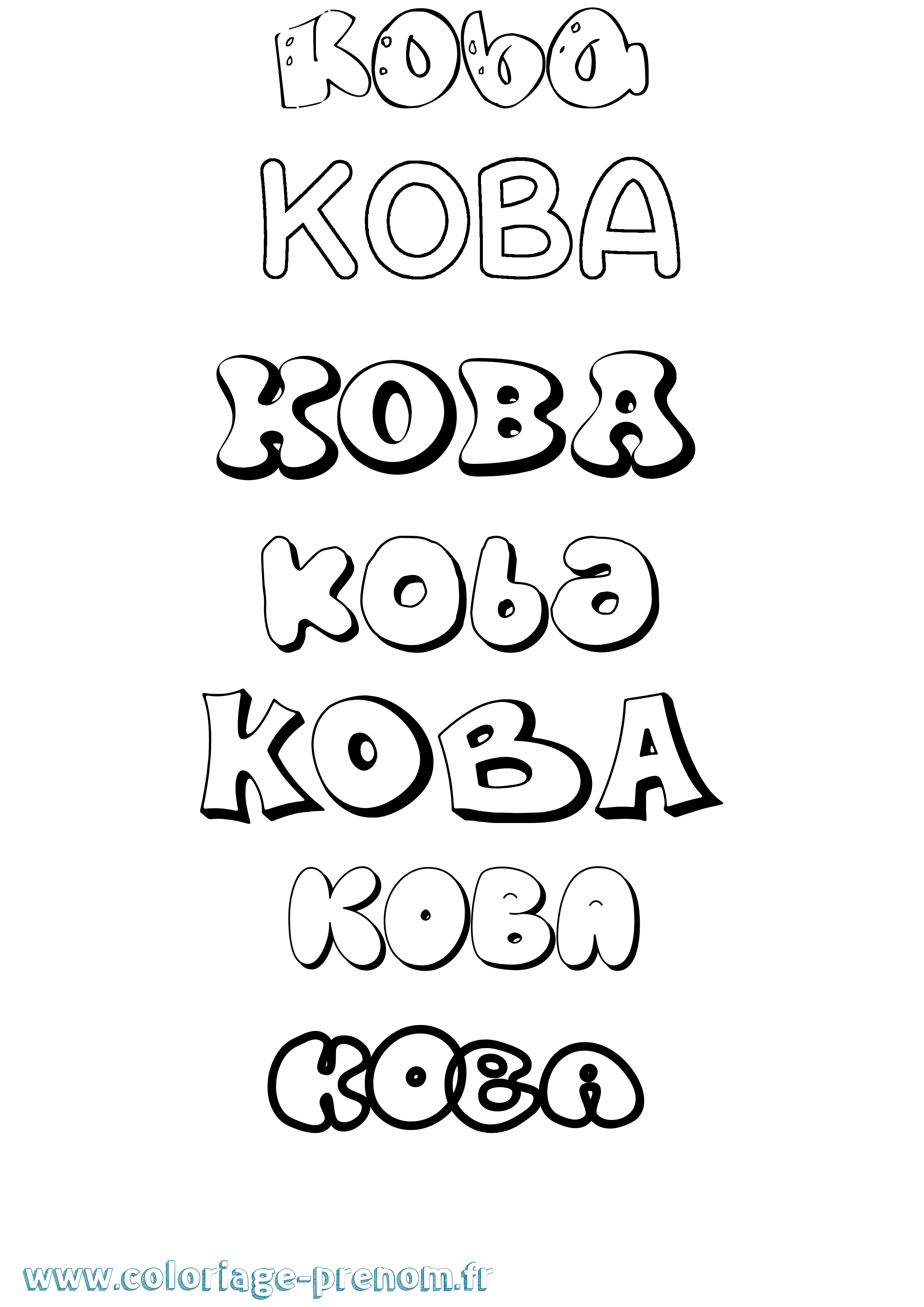 Coloriage prénom Koba Bubble