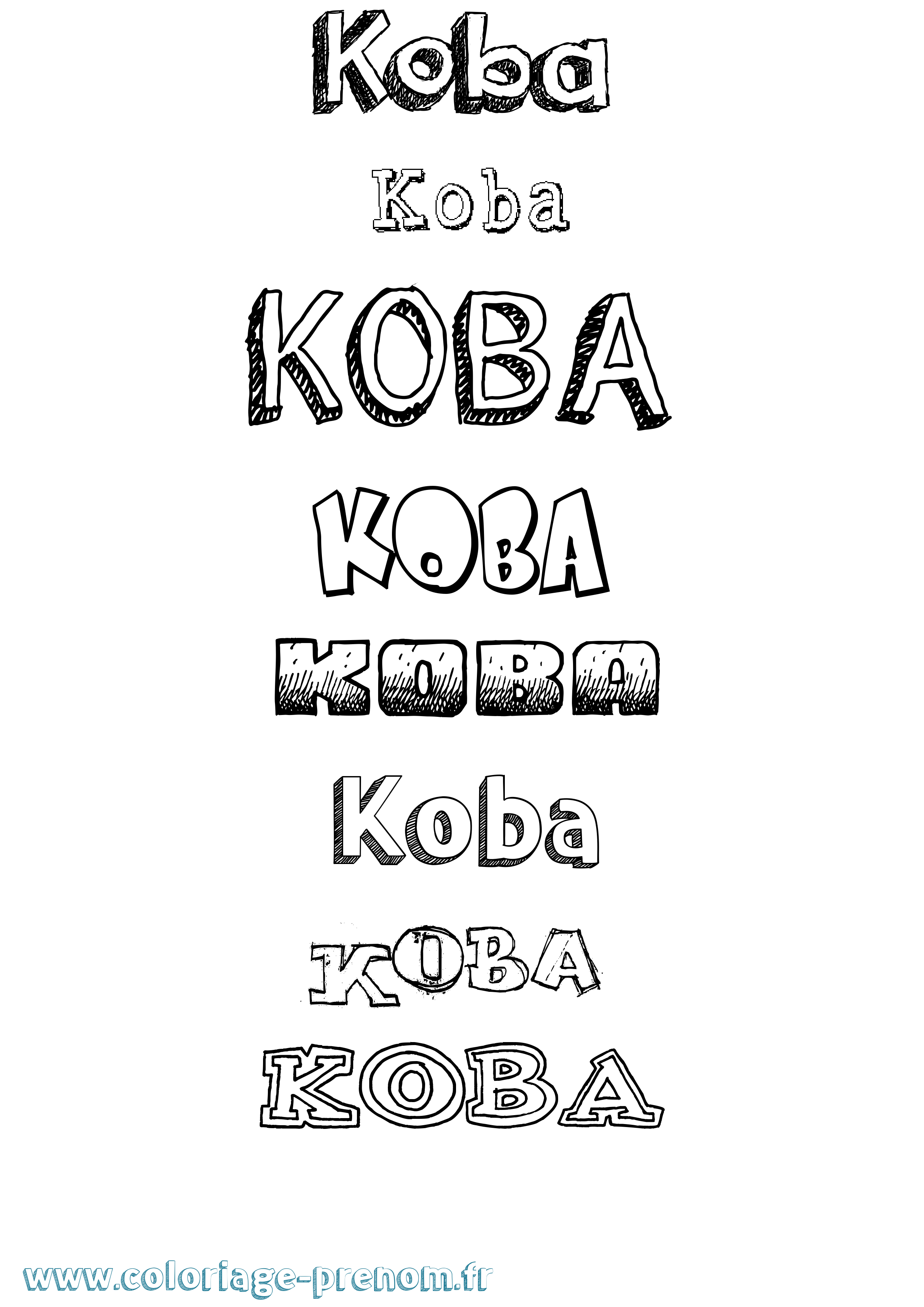 Coloriage Koba Dessiné Coloriage prénom Koba Dessiné