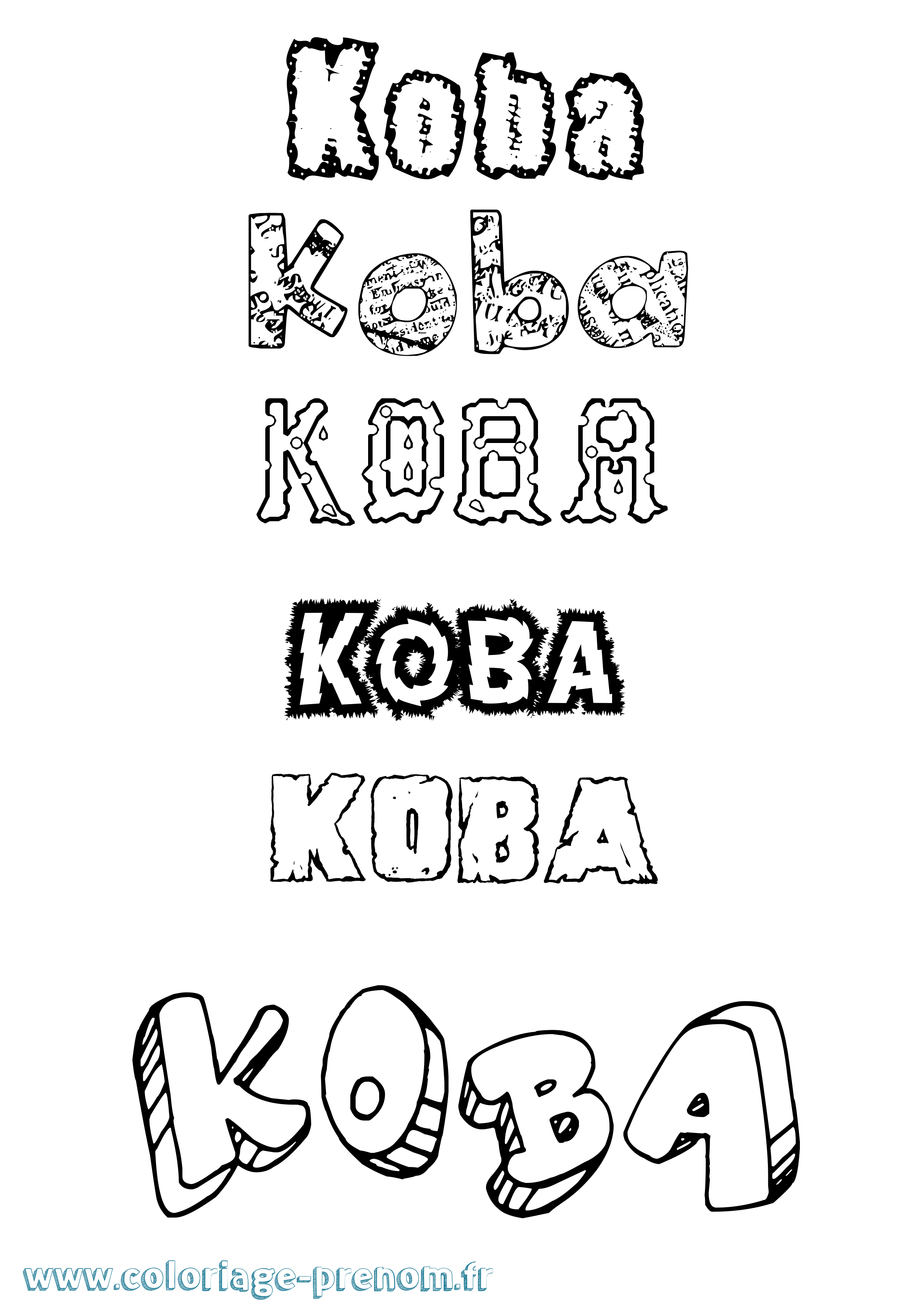 Coloriage Koba Destructuré Coloriage prénom Koba Destructuré