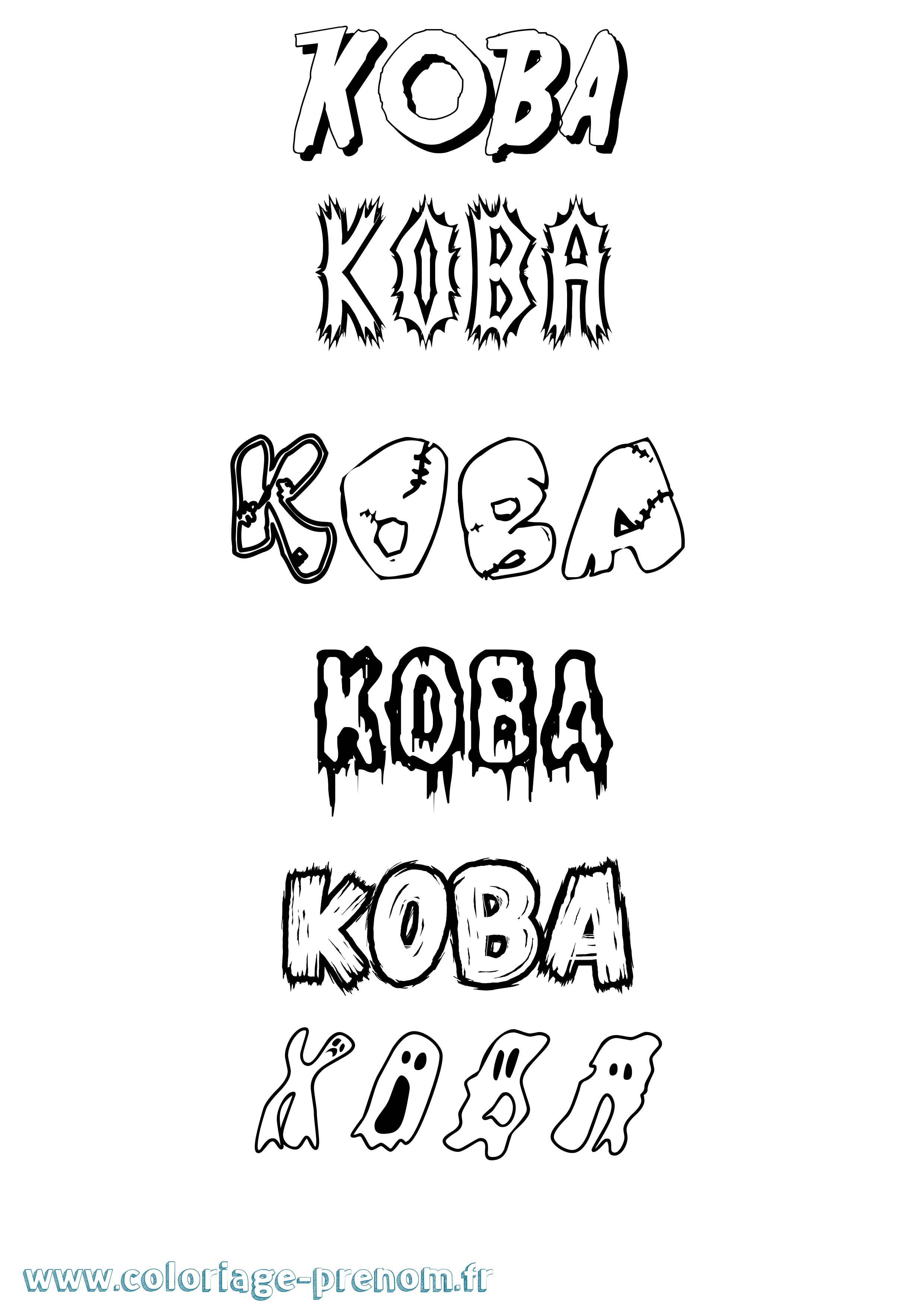 Coloriage Koba Frisson Coloriage prénom Koba Frisson