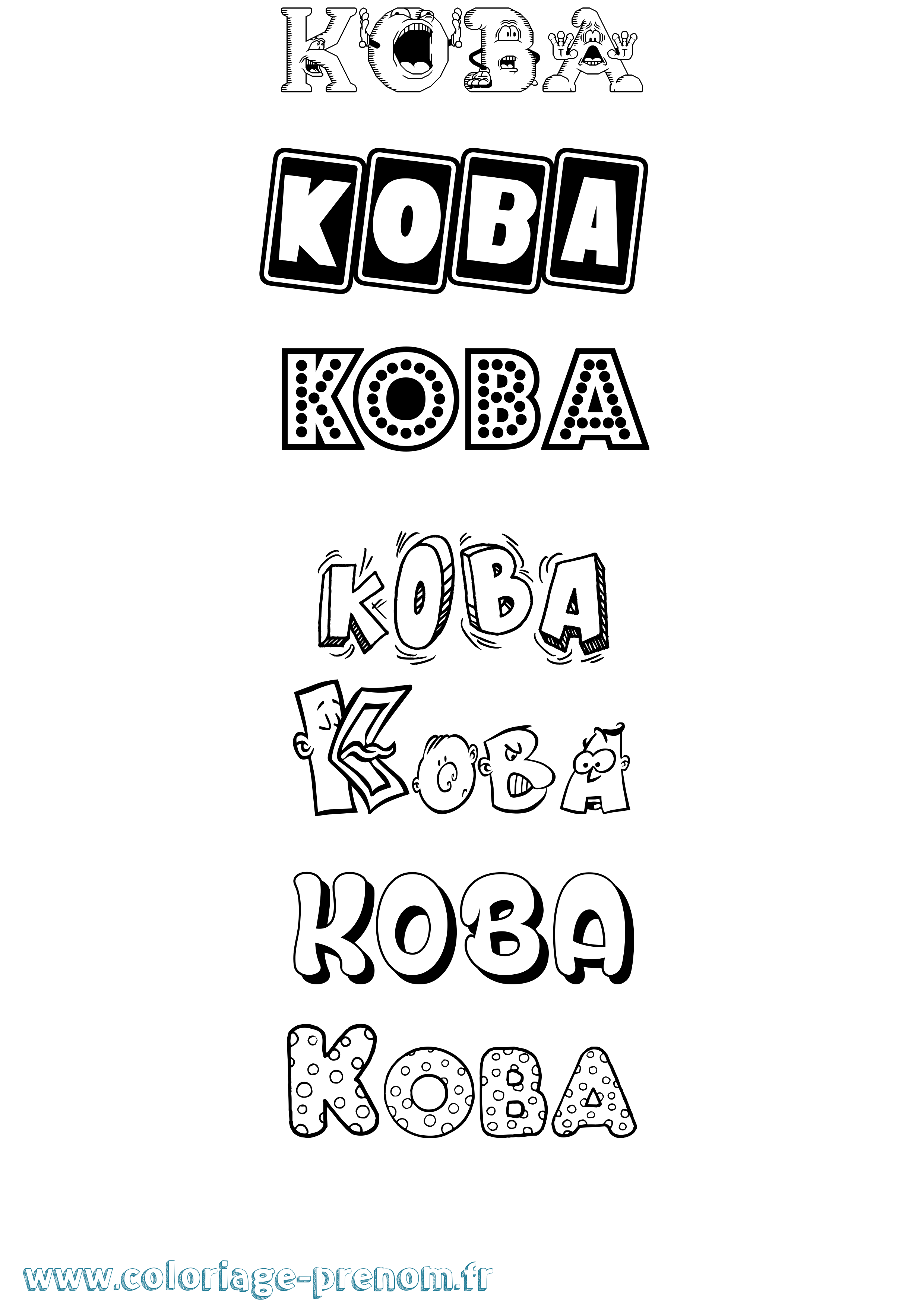 Coloriage prénom Koba Fun