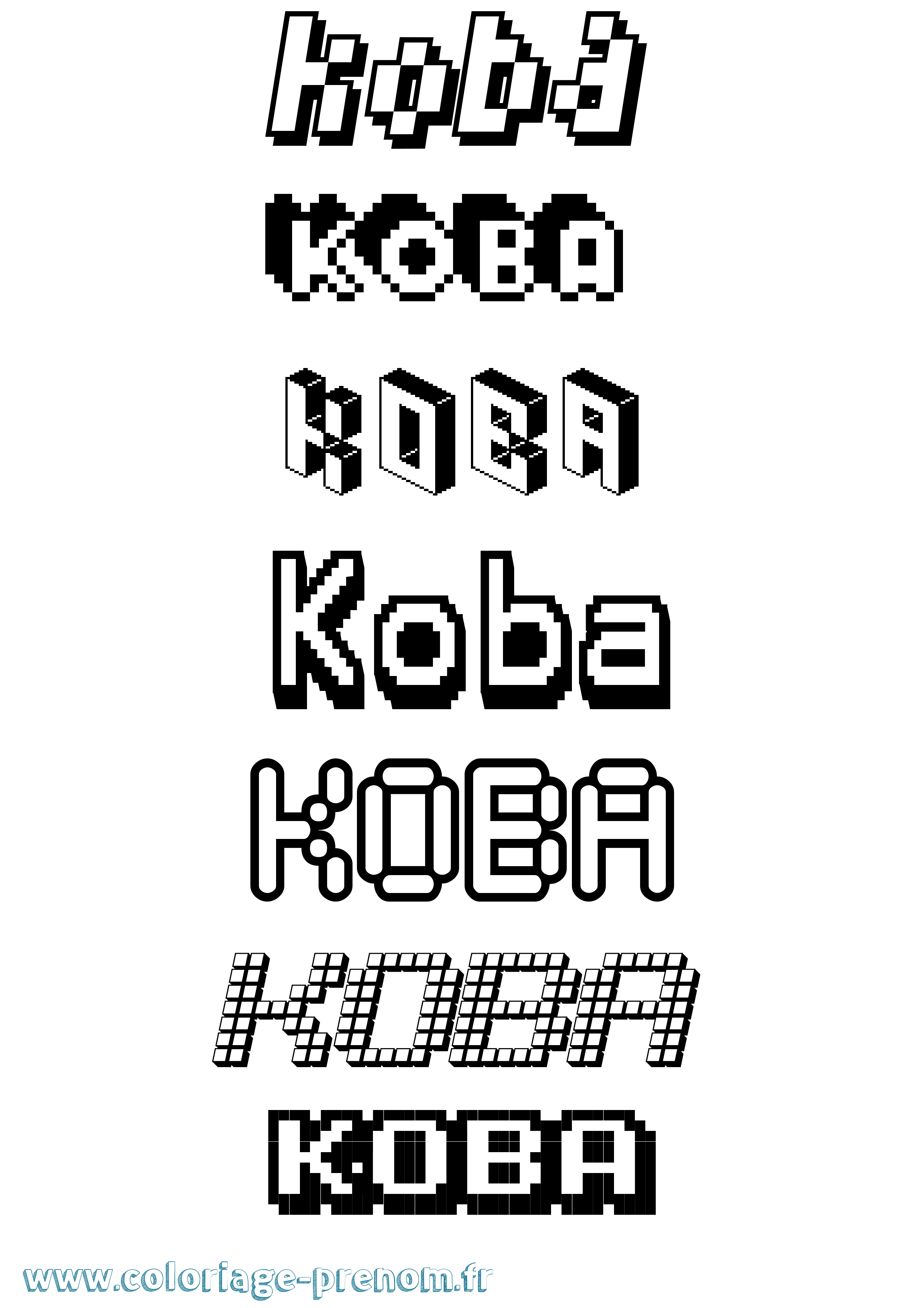 Coloriage Koba Pixel Coloriage prénom Koba Pixel