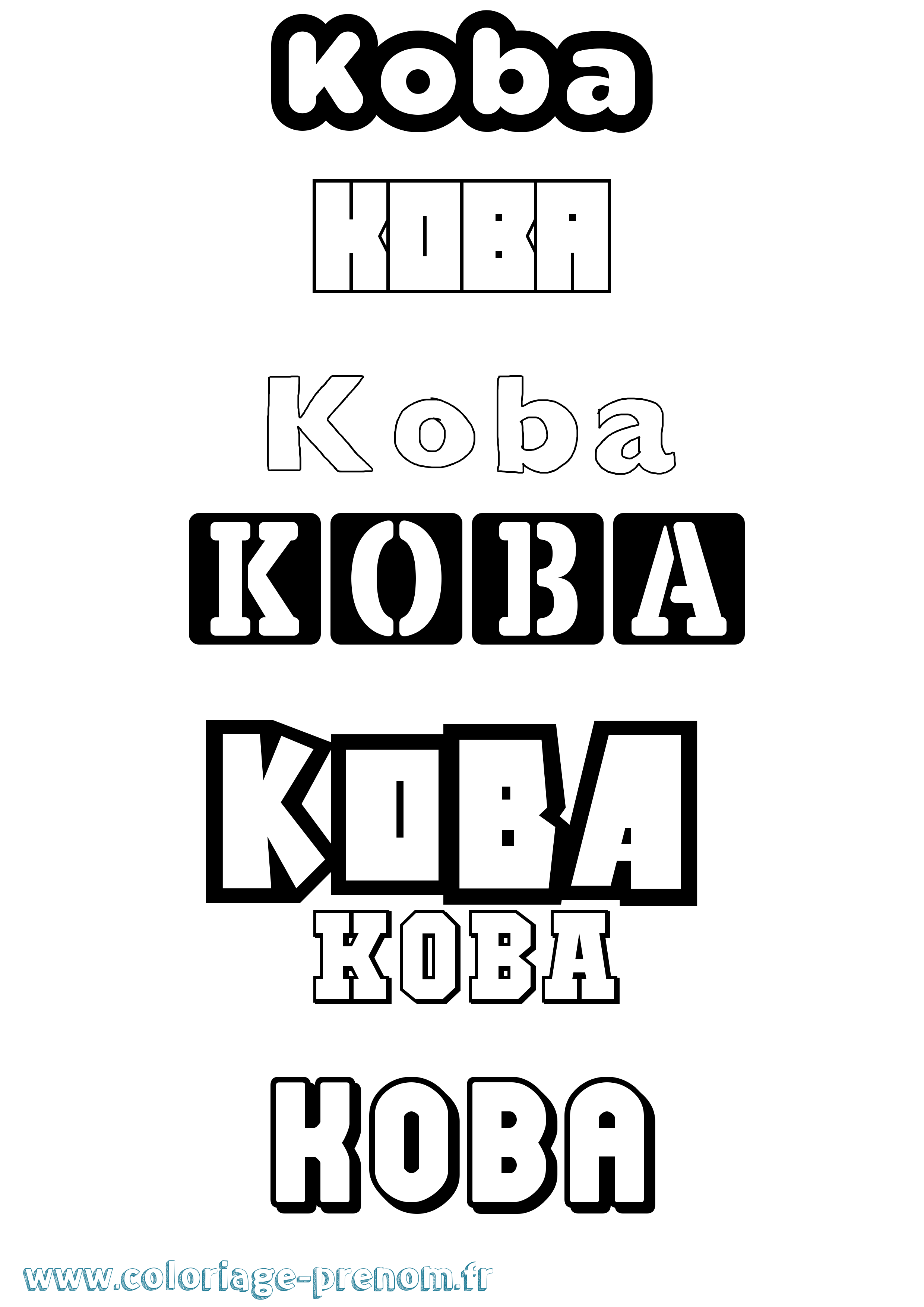 Coloriage prénom Koba Simple