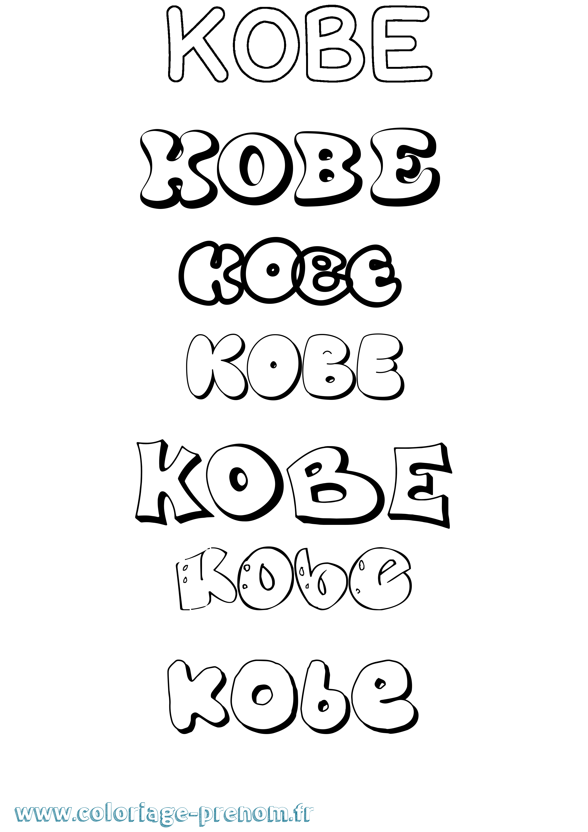 Coloriage prénom Kobe Bubble
