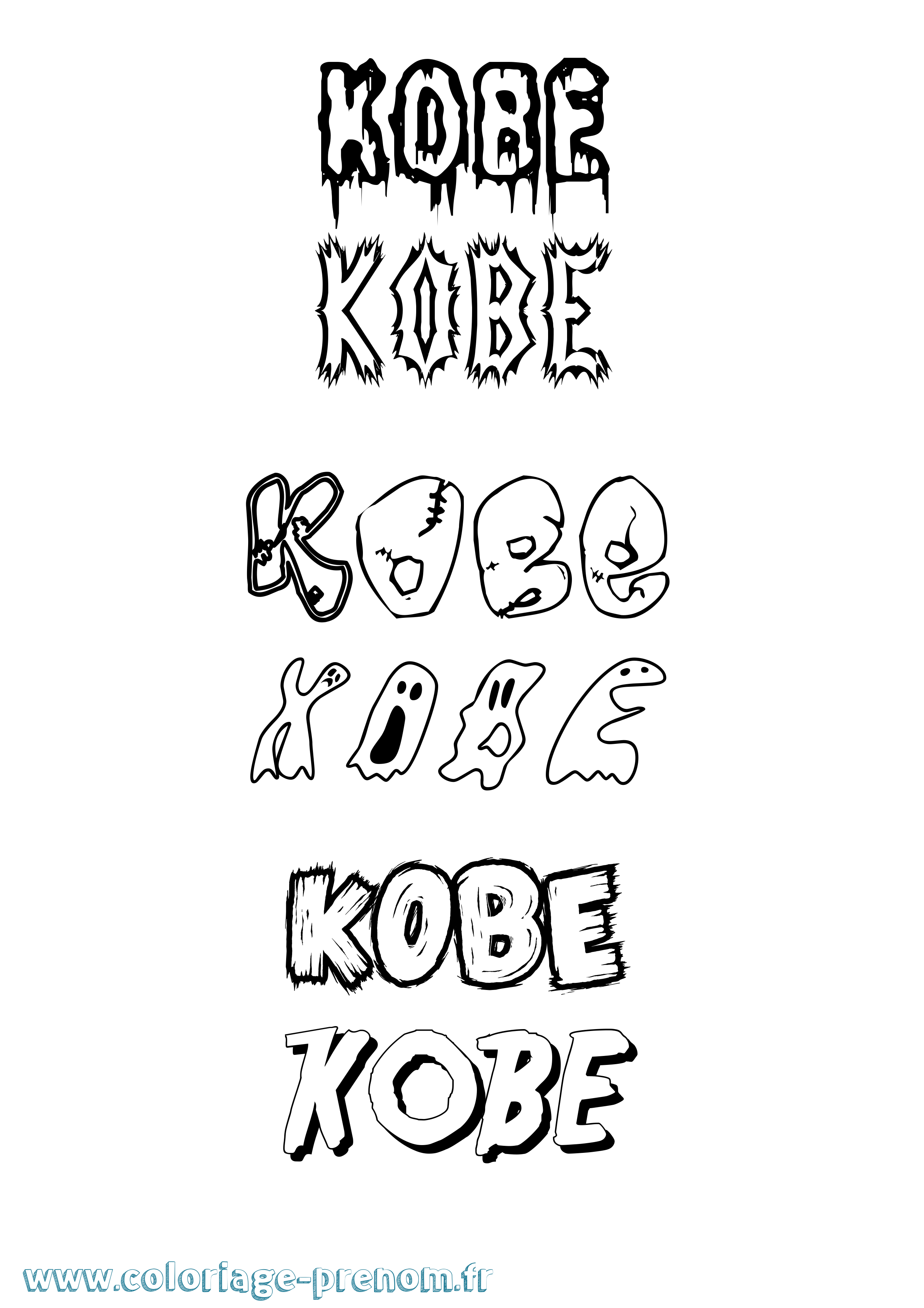 Coloriage prénom Kobe Frisson