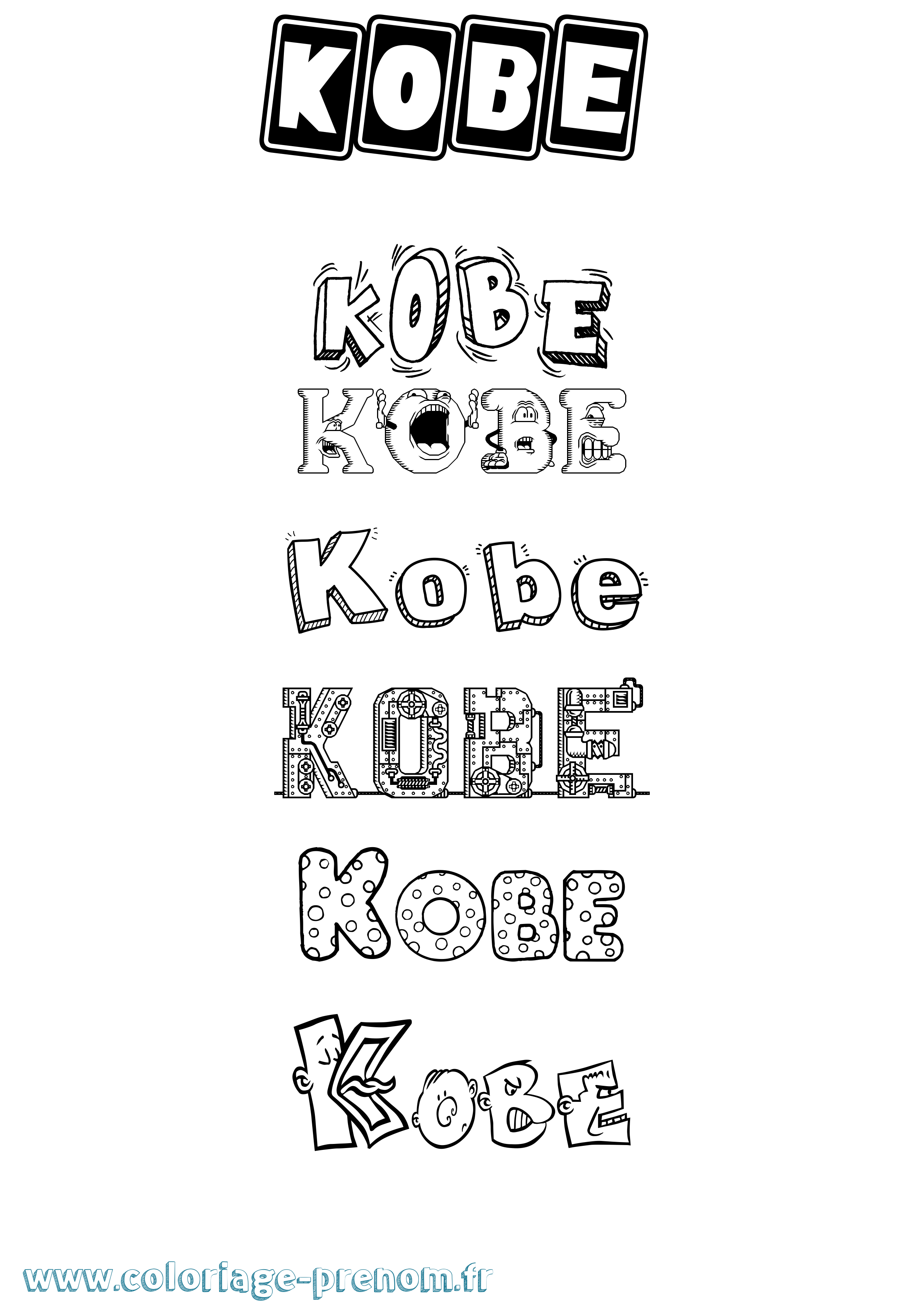 Coloriage prénom Kobe Fun