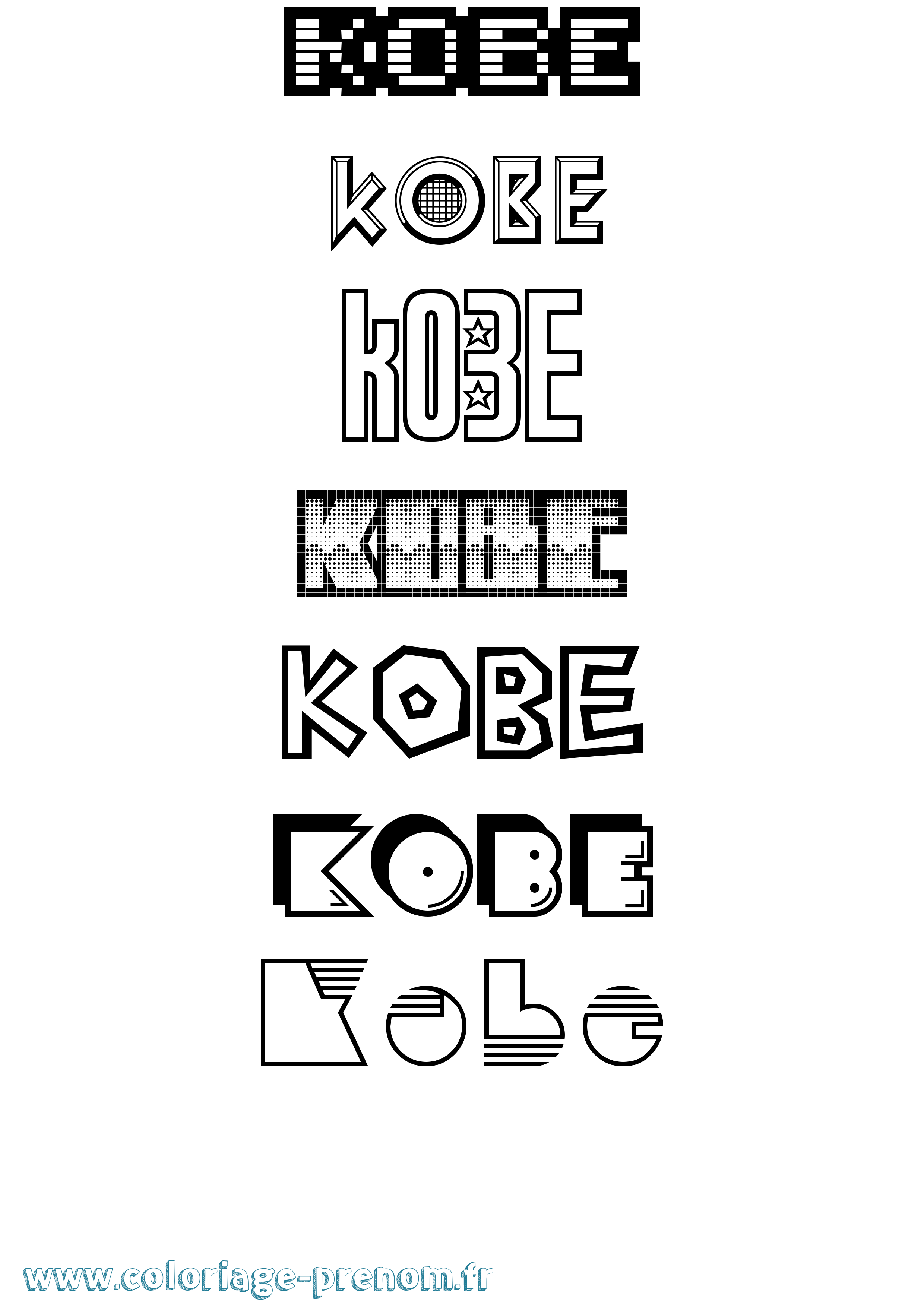 Coloriage prénom Kobe Jeux Vidéos