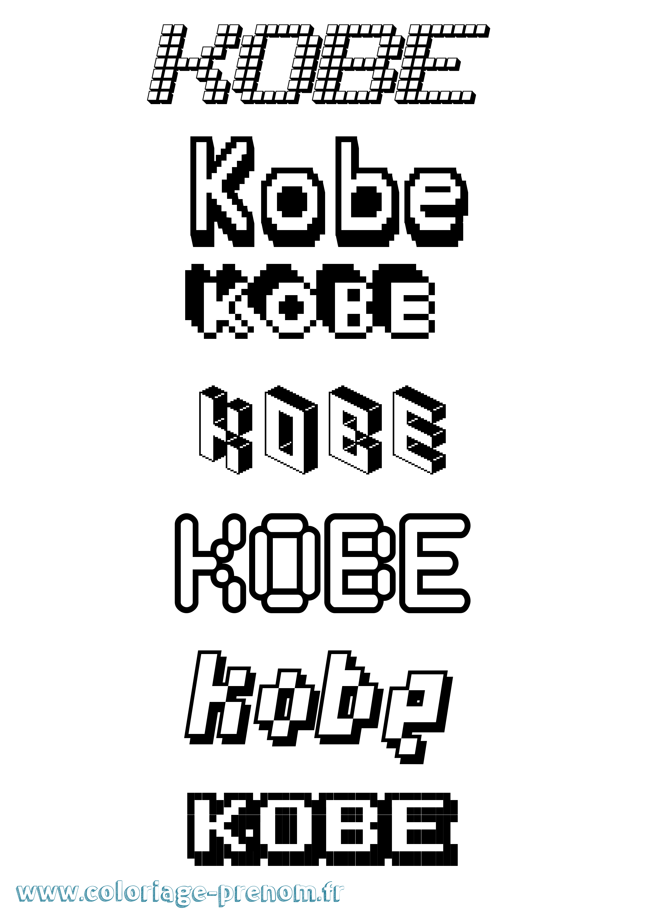 Coloriage prénom Kobe Pixel