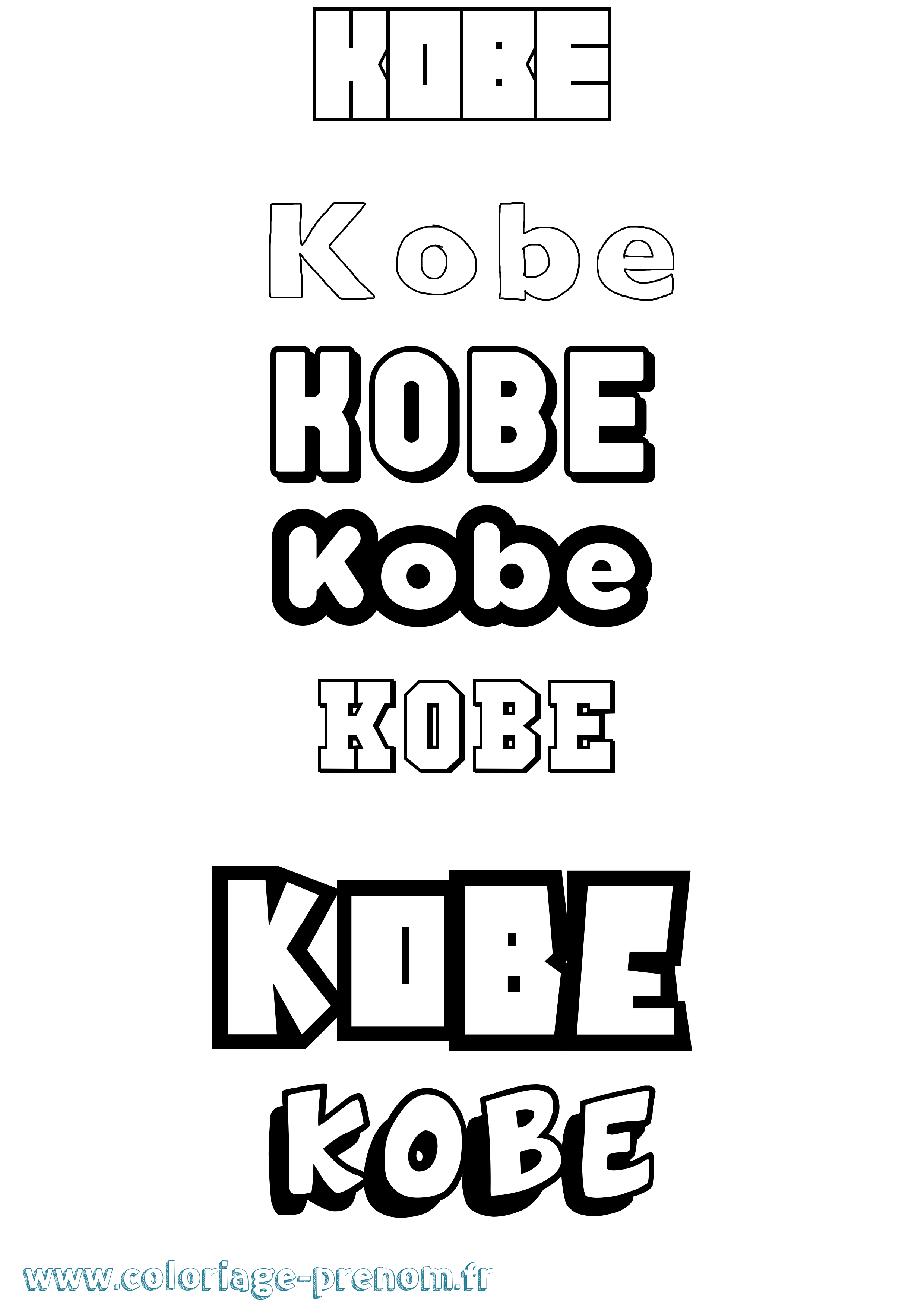 Coloriage prénom Kobe Simple