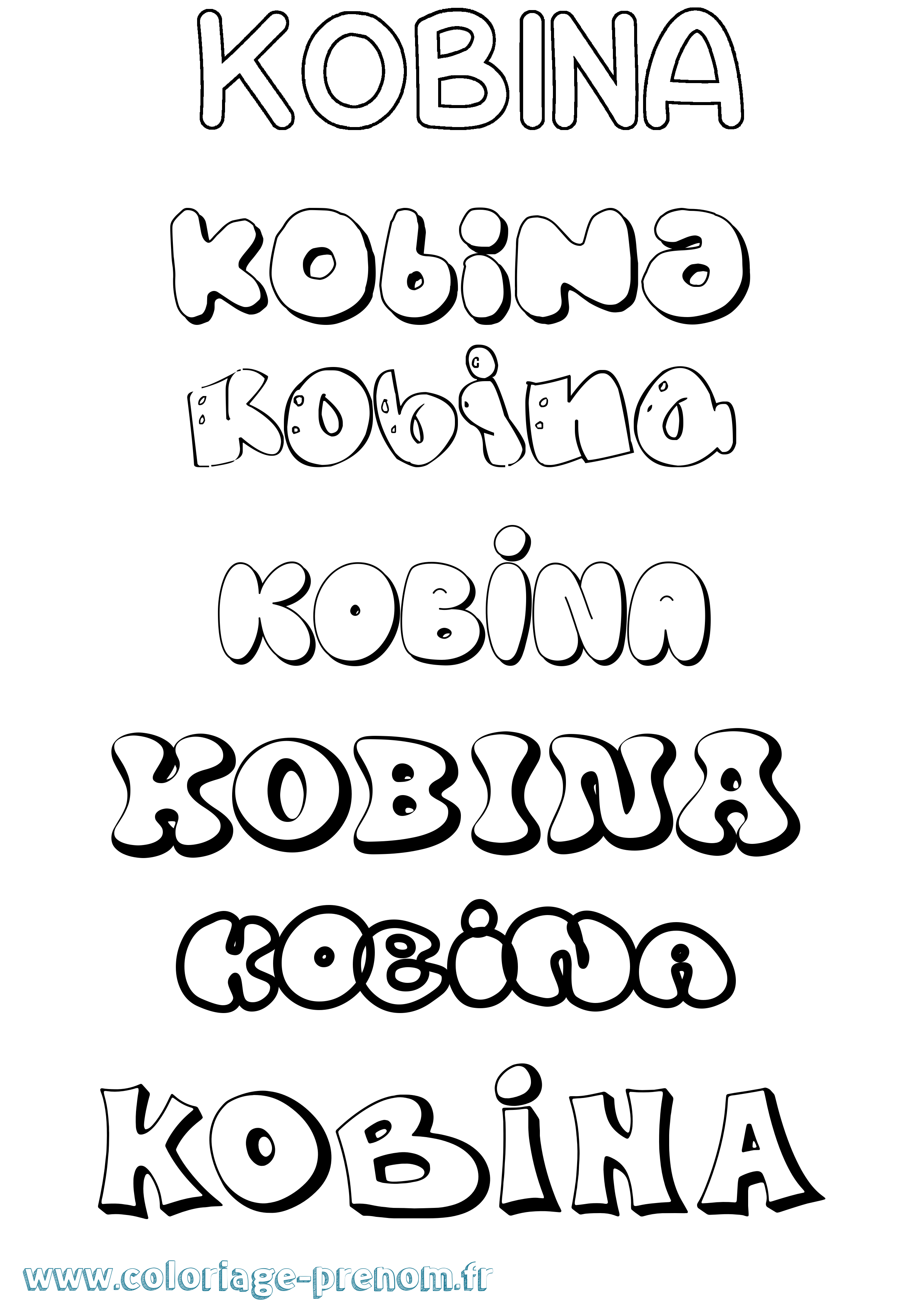 Coloriage prénom Kobina Bubble