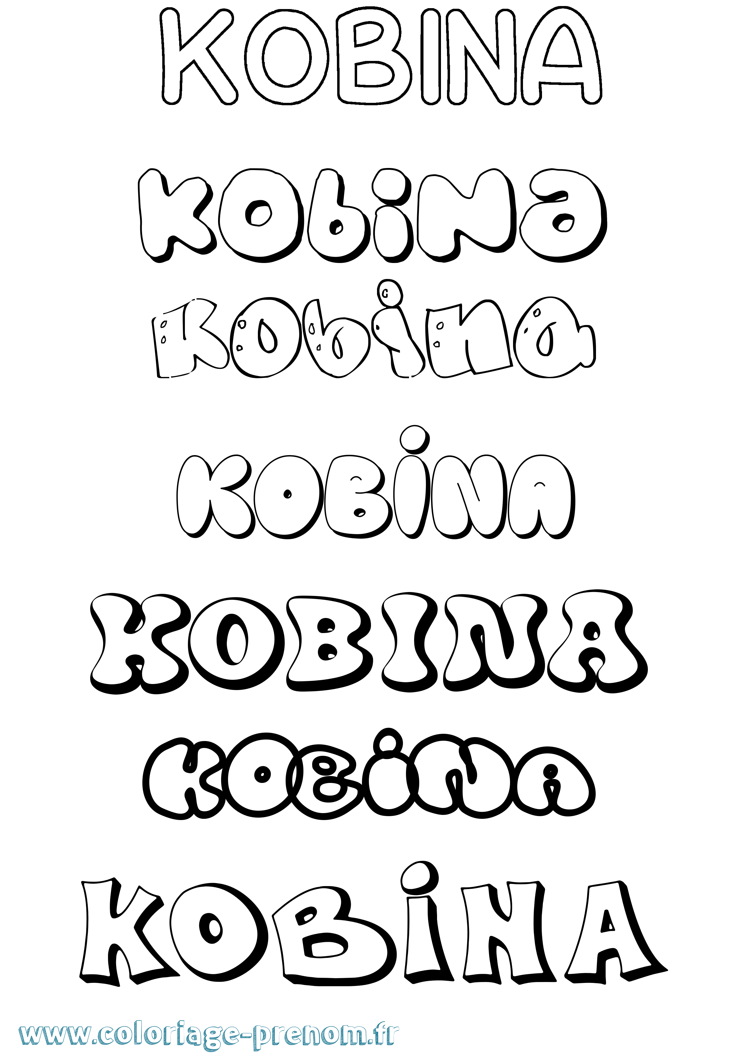 Coloriage Kobina Bubble Coloriage prénom Kobina Bubble