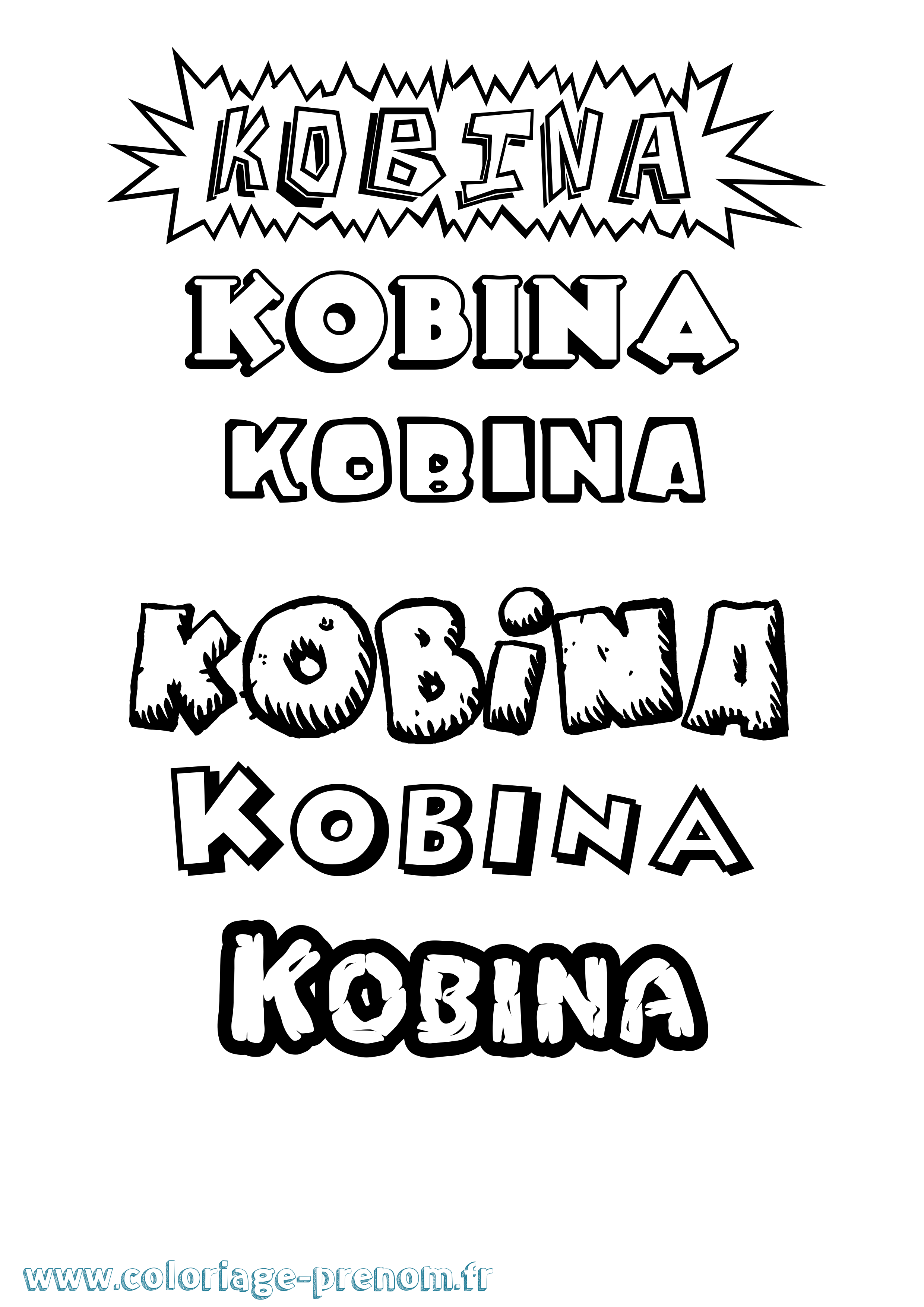 Coloriage prénom Kobina Dessin Animé