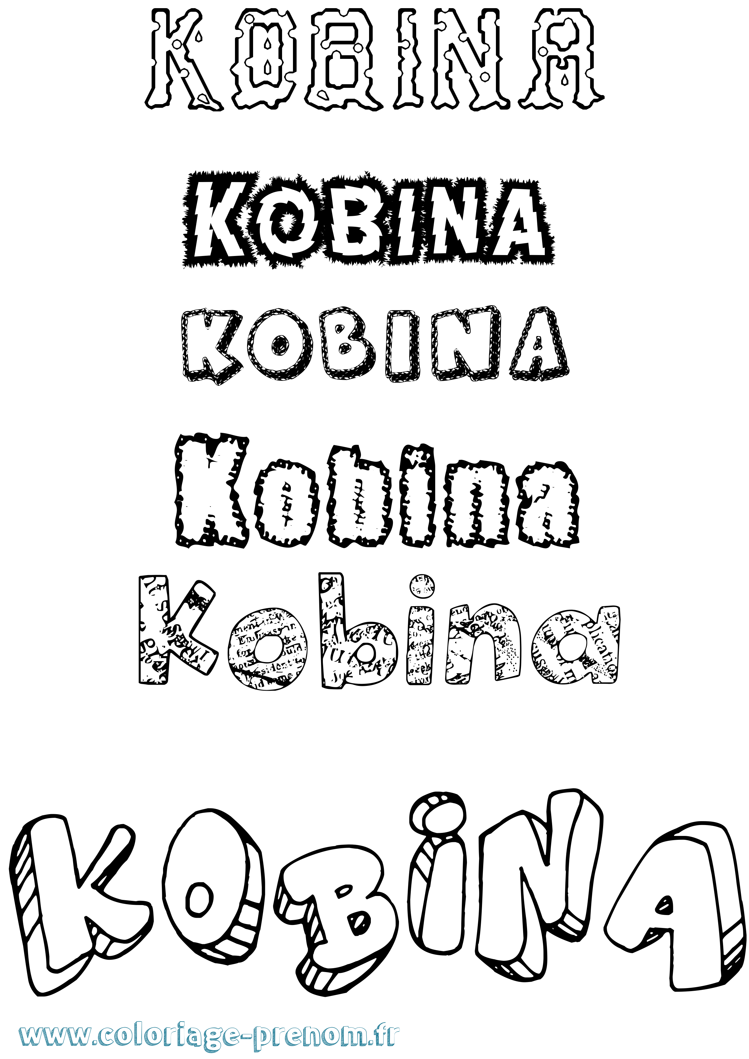 Coloriage Kobina Destructuré Coloriage prénom Kobina Destructuré