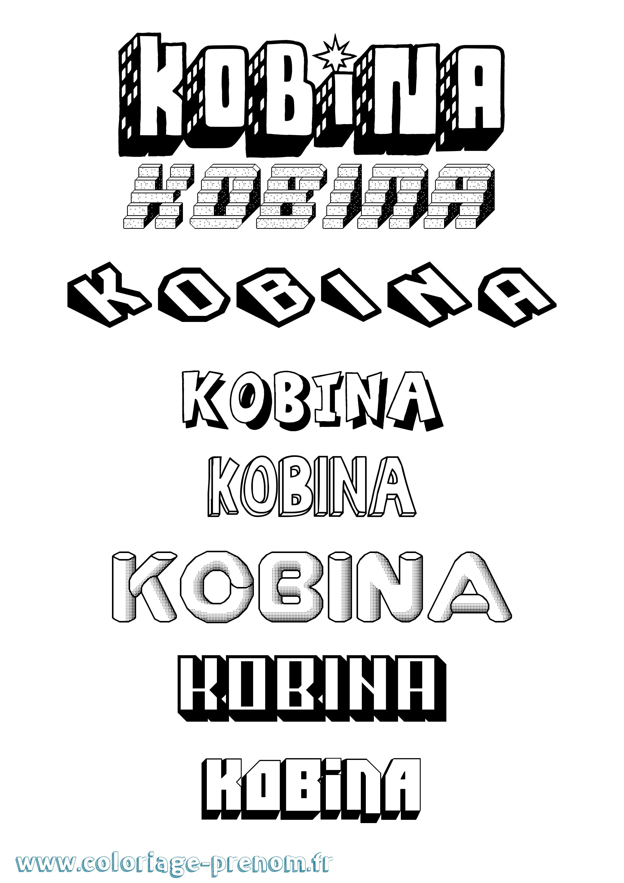 Coloriage prénom Kobina Effet 3D