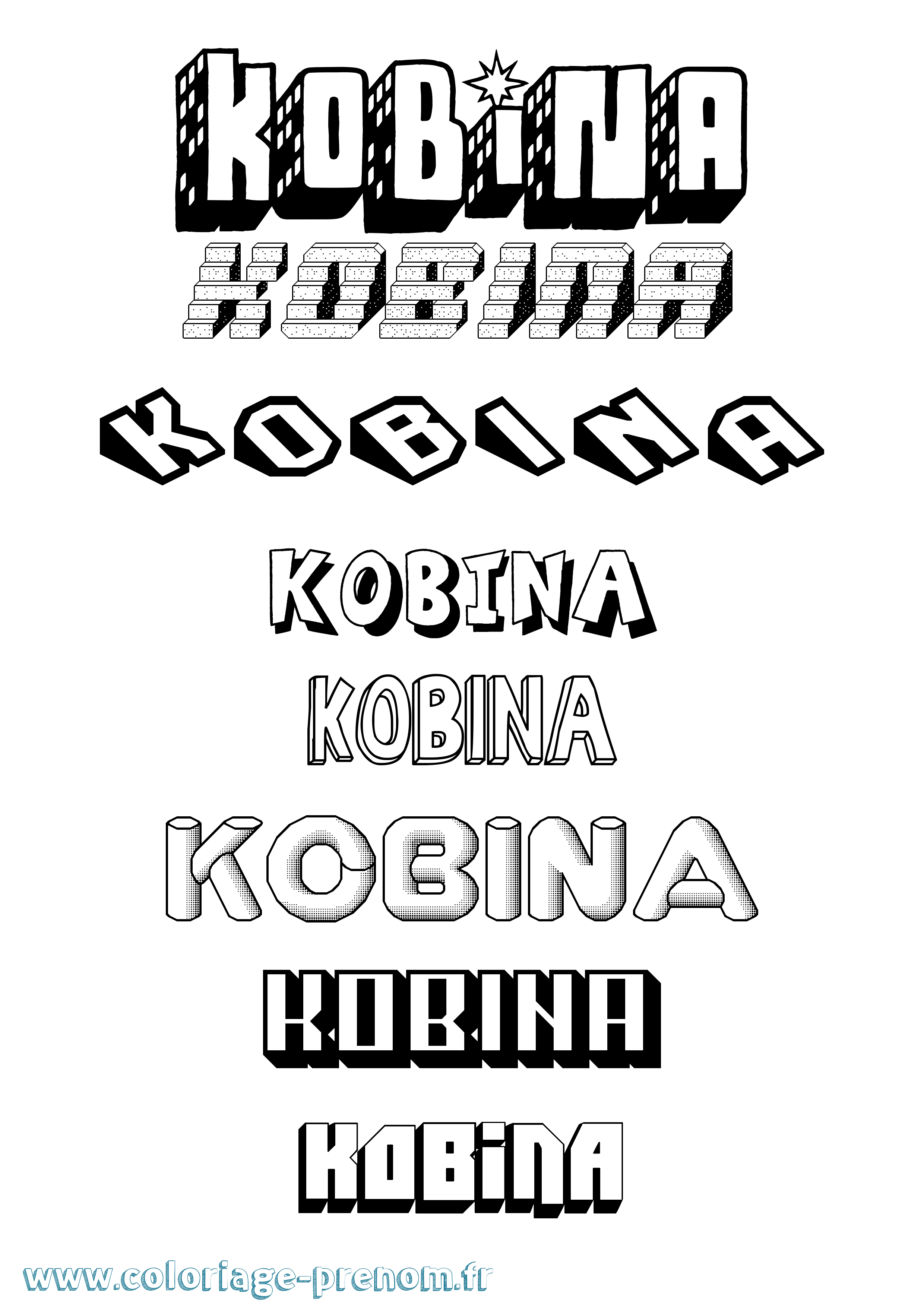 Coloriage Kobina Effet 3D Coloriage prénom Kobina Effet 3D