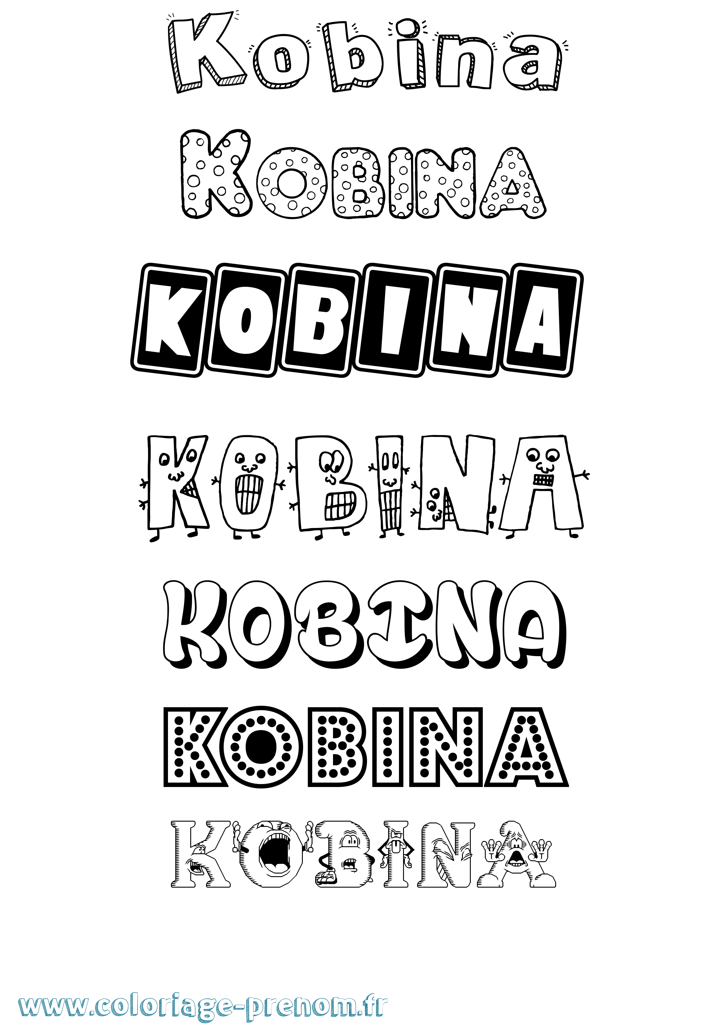 Coloriage prénom Kobina Fun