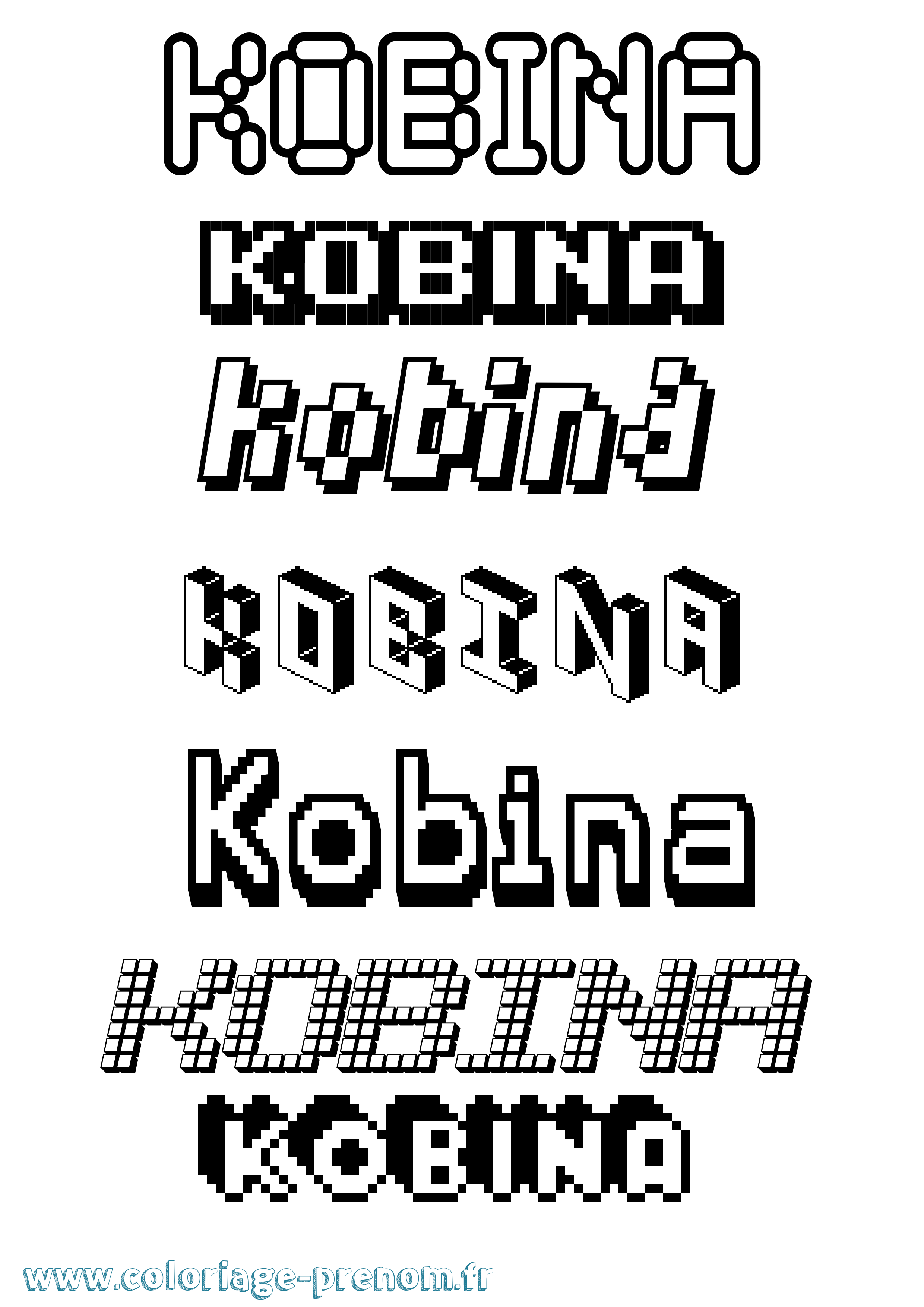 Coloriage prénom Kobina Pixel