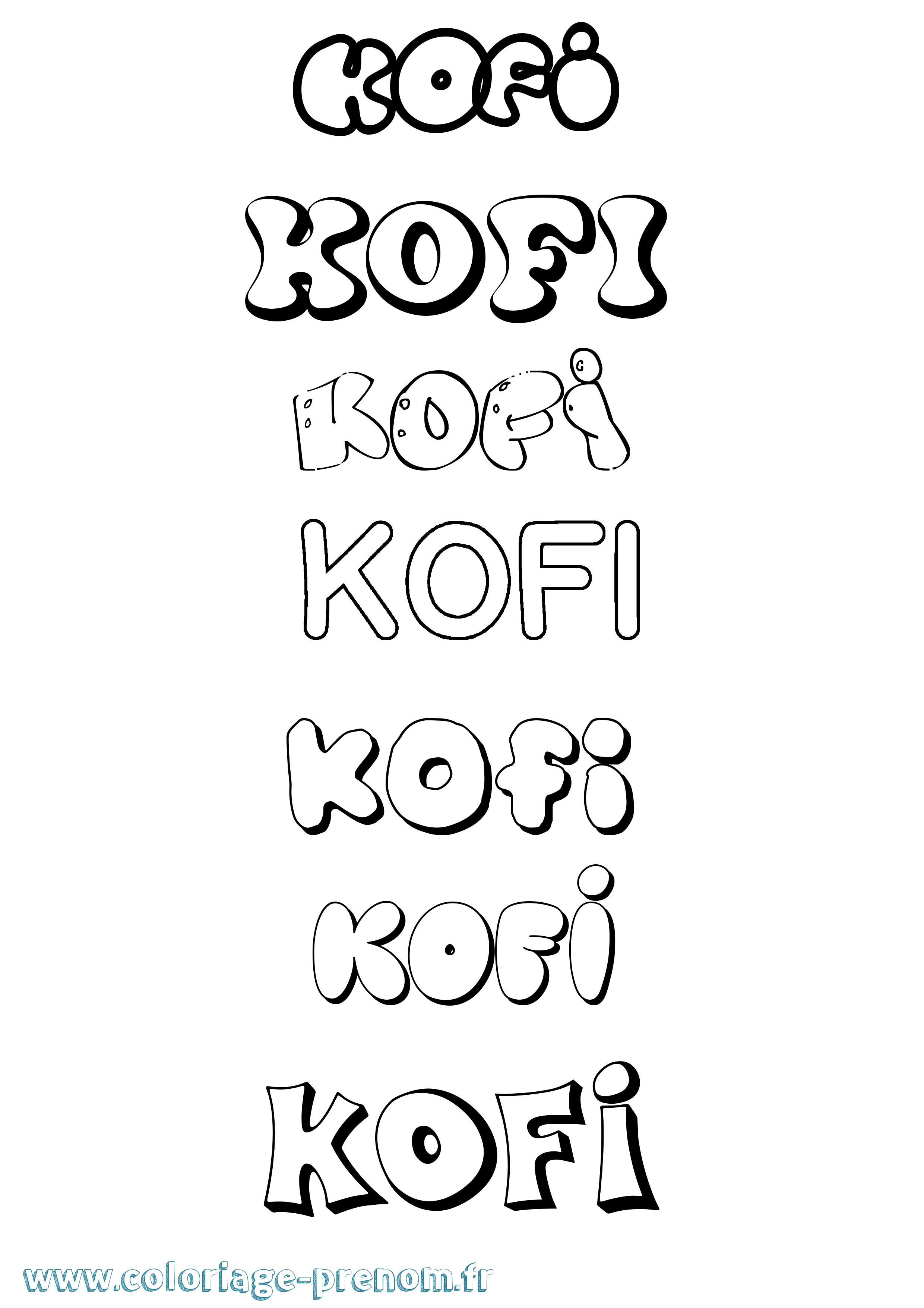 Coloriage Kofi Bubble Coloriage prénom Kofi Bubble