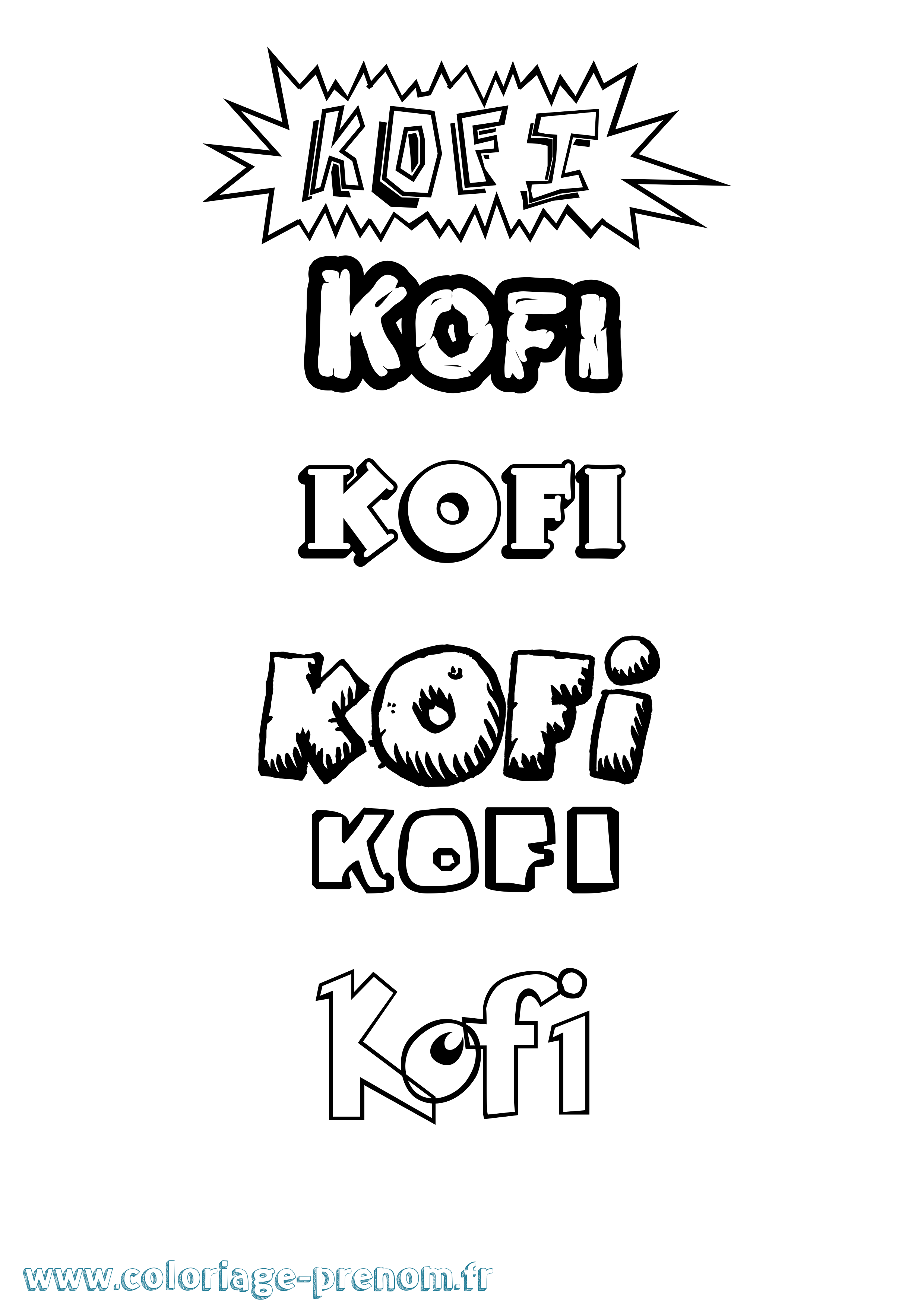 Coloriage Kofi Dessin Animé Coloriage prénom Kofi Dessin Animé