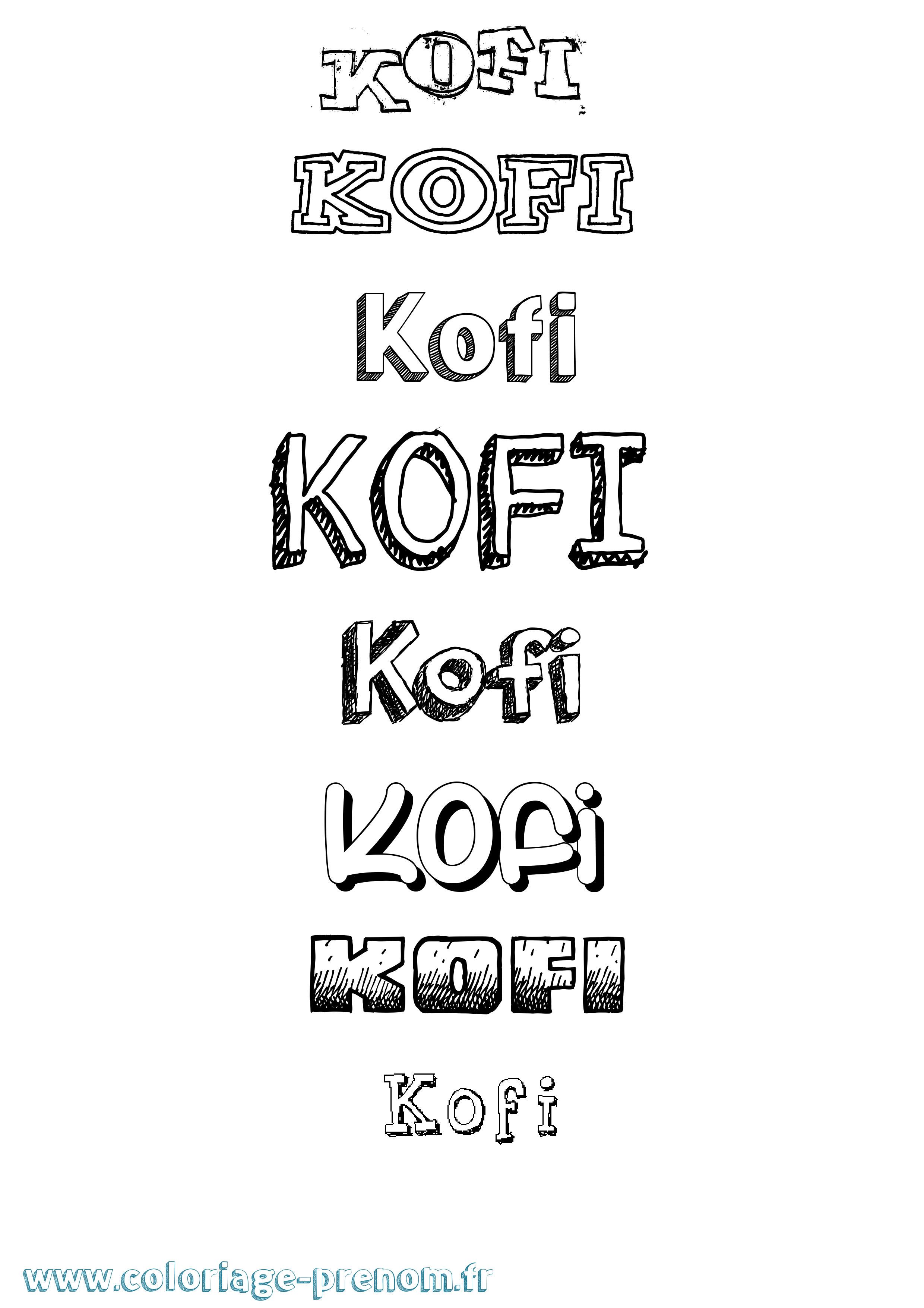 Coloriage Kofi Dessiné Coloriage prénom Kofi Dessiné