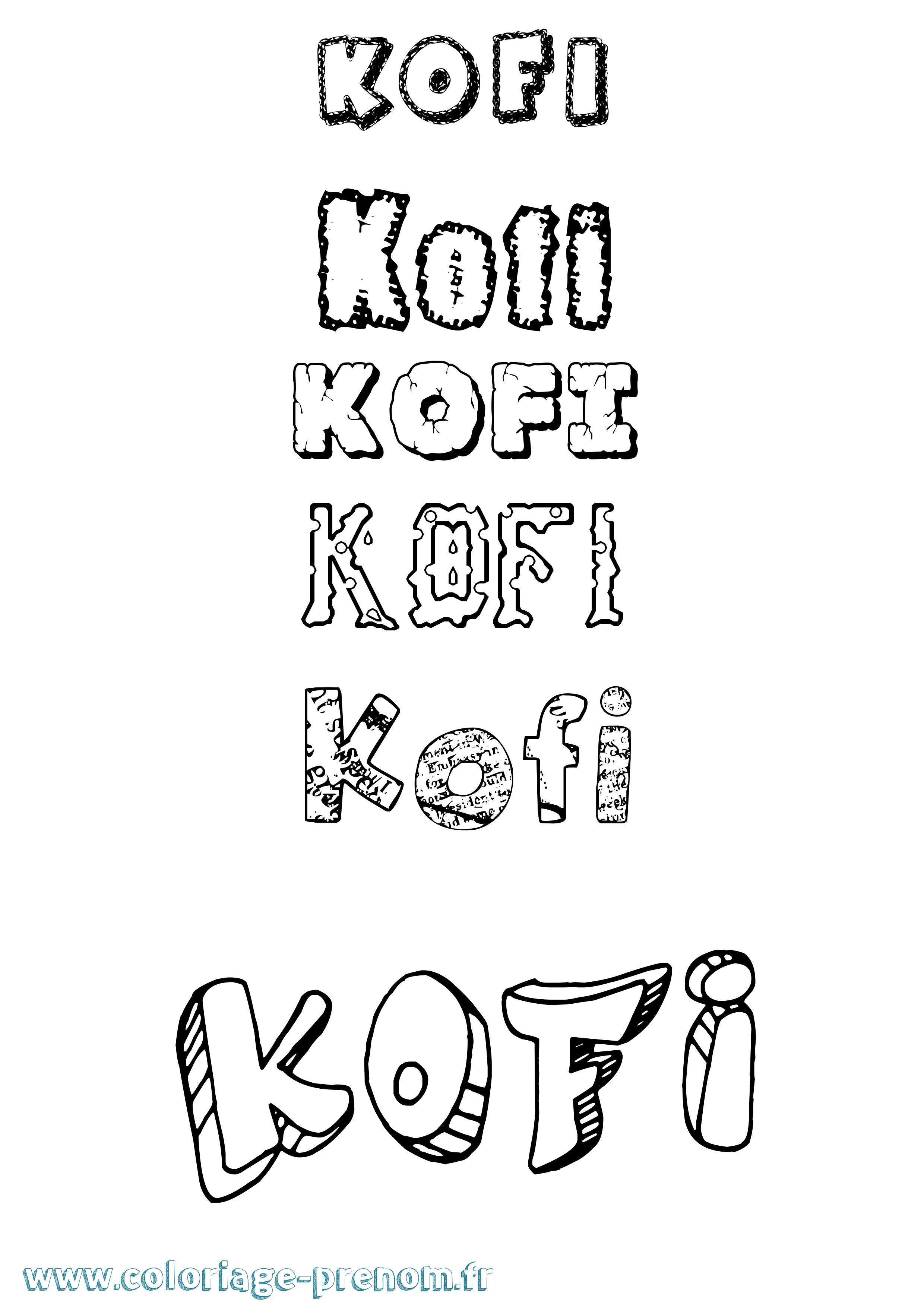 Coloriage Kofi Destructuré Coloriage prénom Kofi Destructuré
