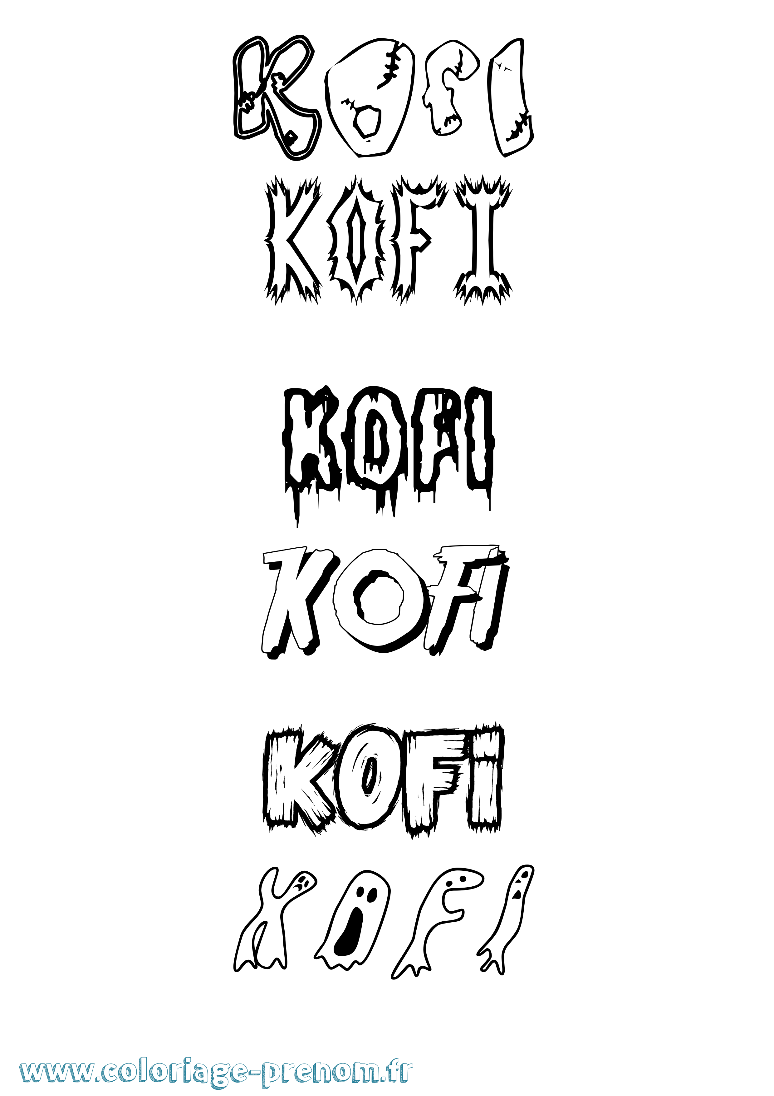 Coloriage Kofi Frisson Coloriage prénom Kofi Frisson
