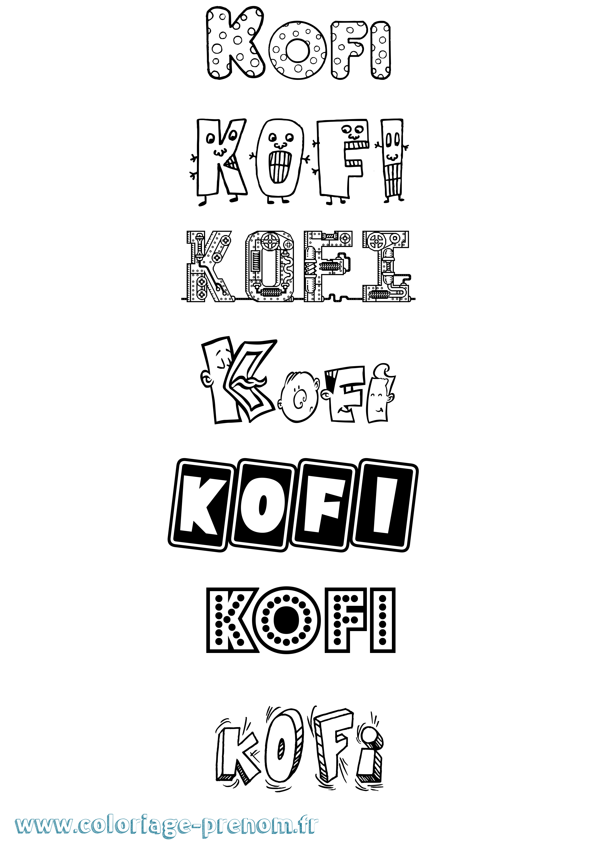 Coloriage Kofi Fun Coloriage prénom Kofi Fun
